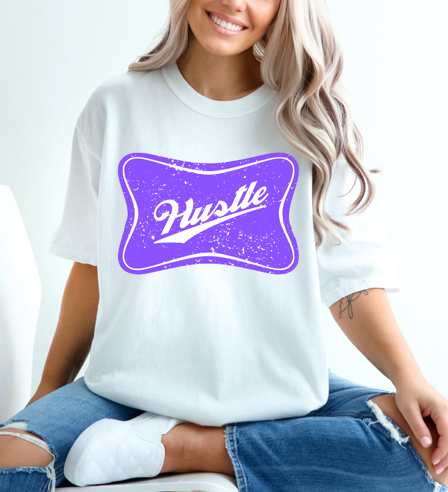 Hustle Cheers Logo PURPLE (Comfort Colors)