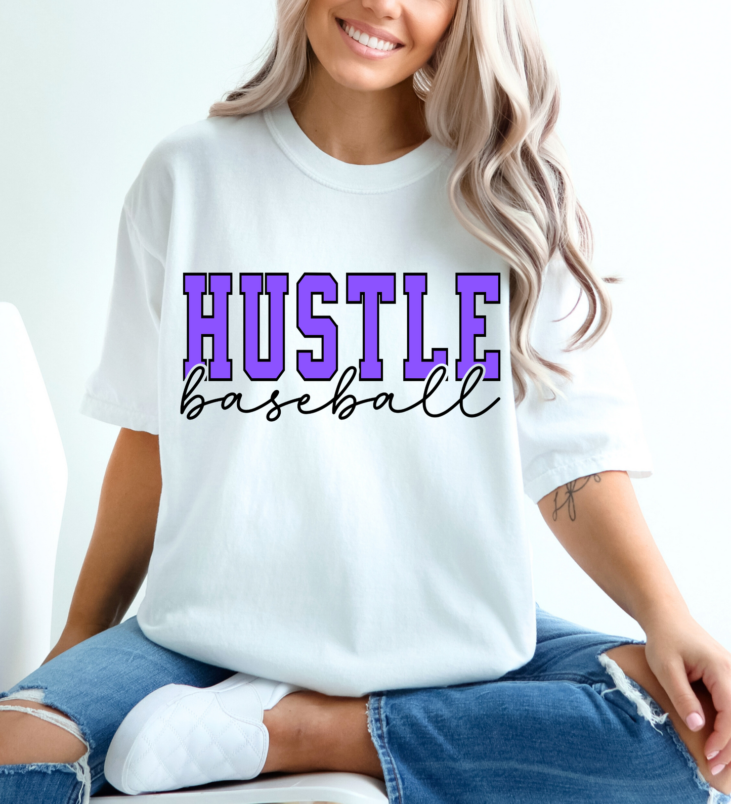Hustle Baseball Varsity PURPLE (Comfort Colors)