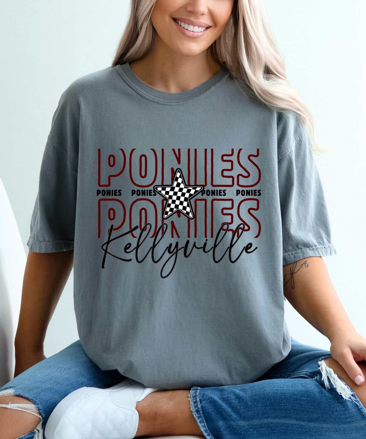 Kellyville PONIES Checkered Star (Comfort Colors)