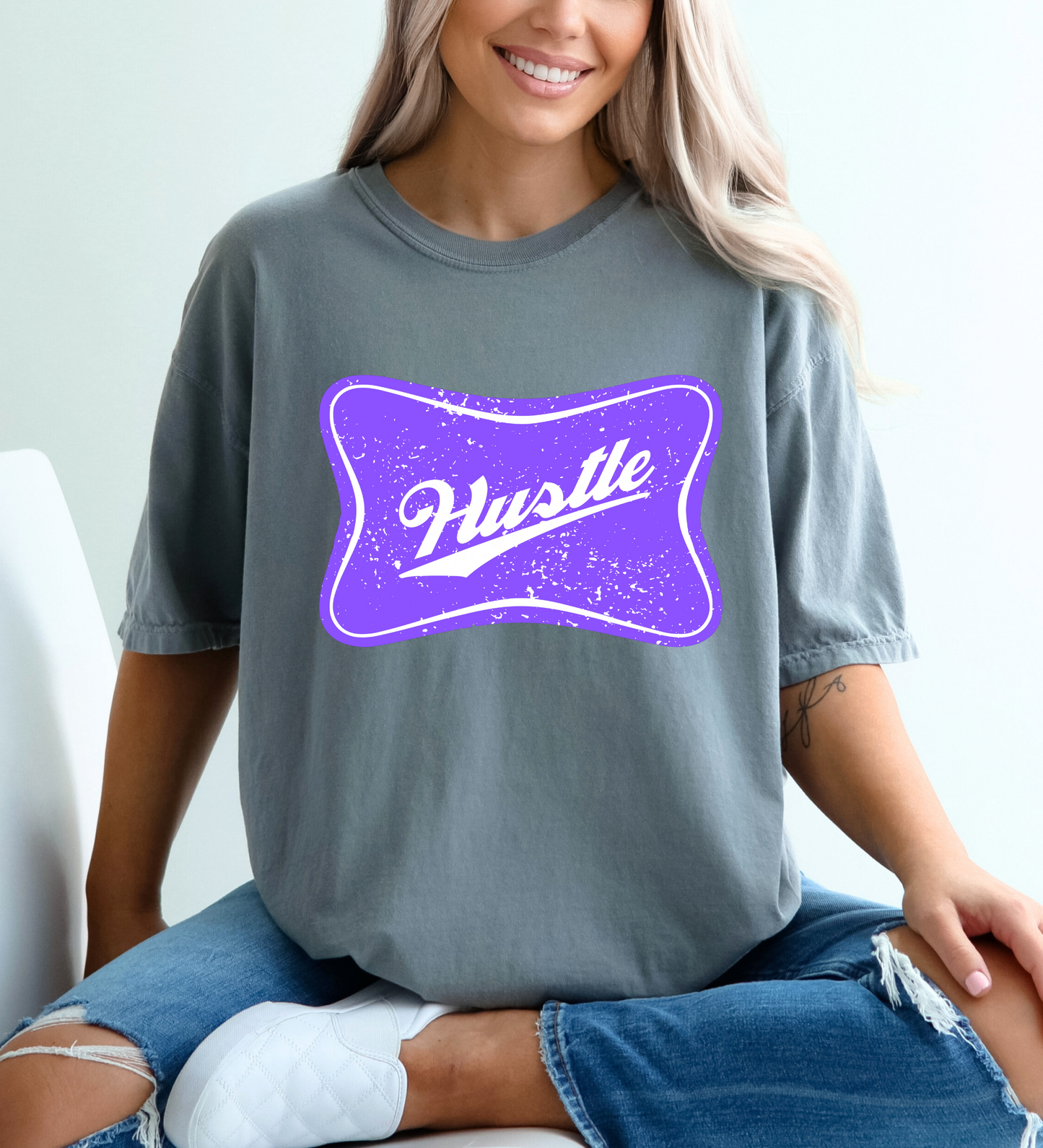 Hustle Cheers Logo PURPLE (Comfort Colors)