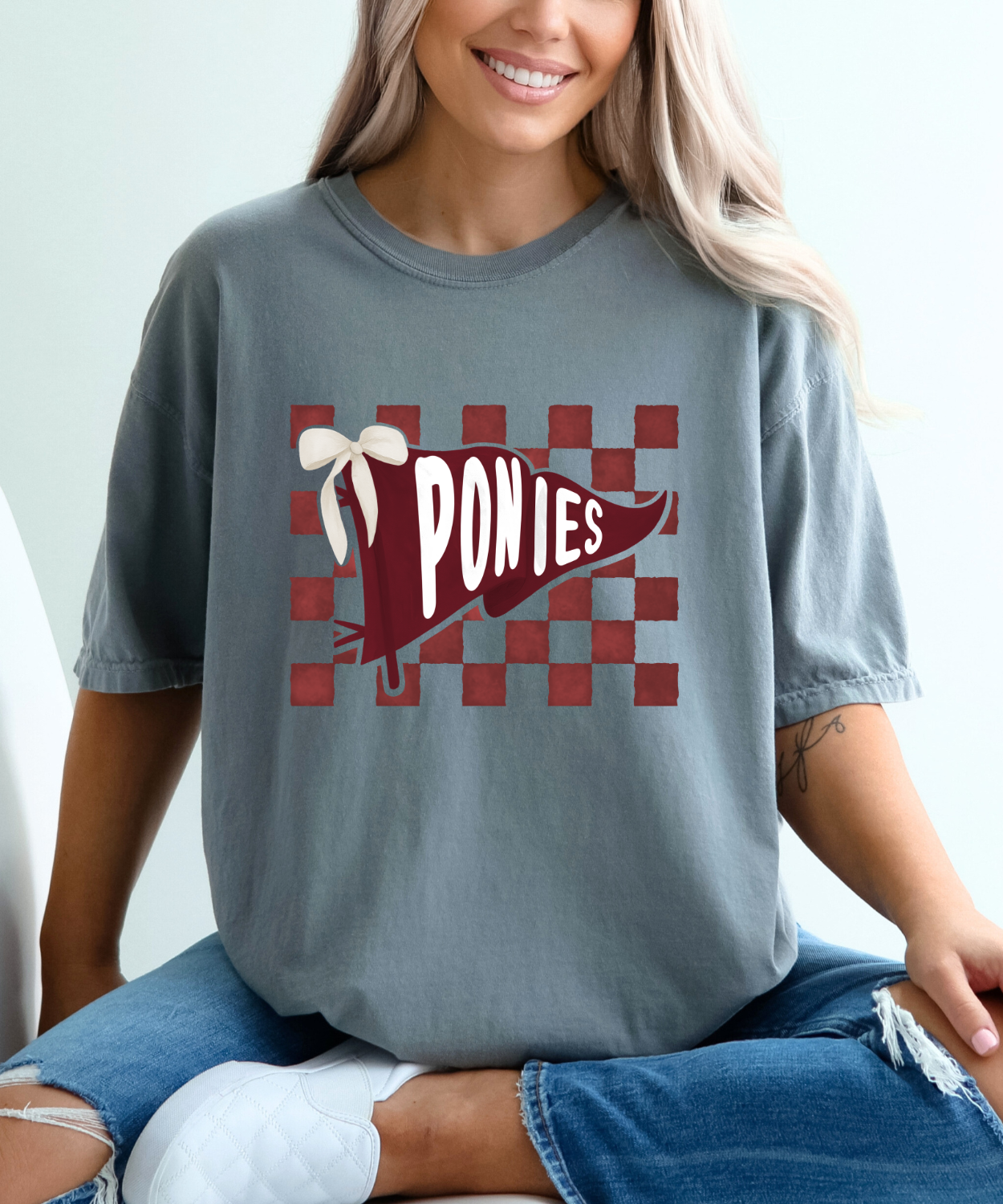 Ponies Checkered Pennant (Comfort Colors)