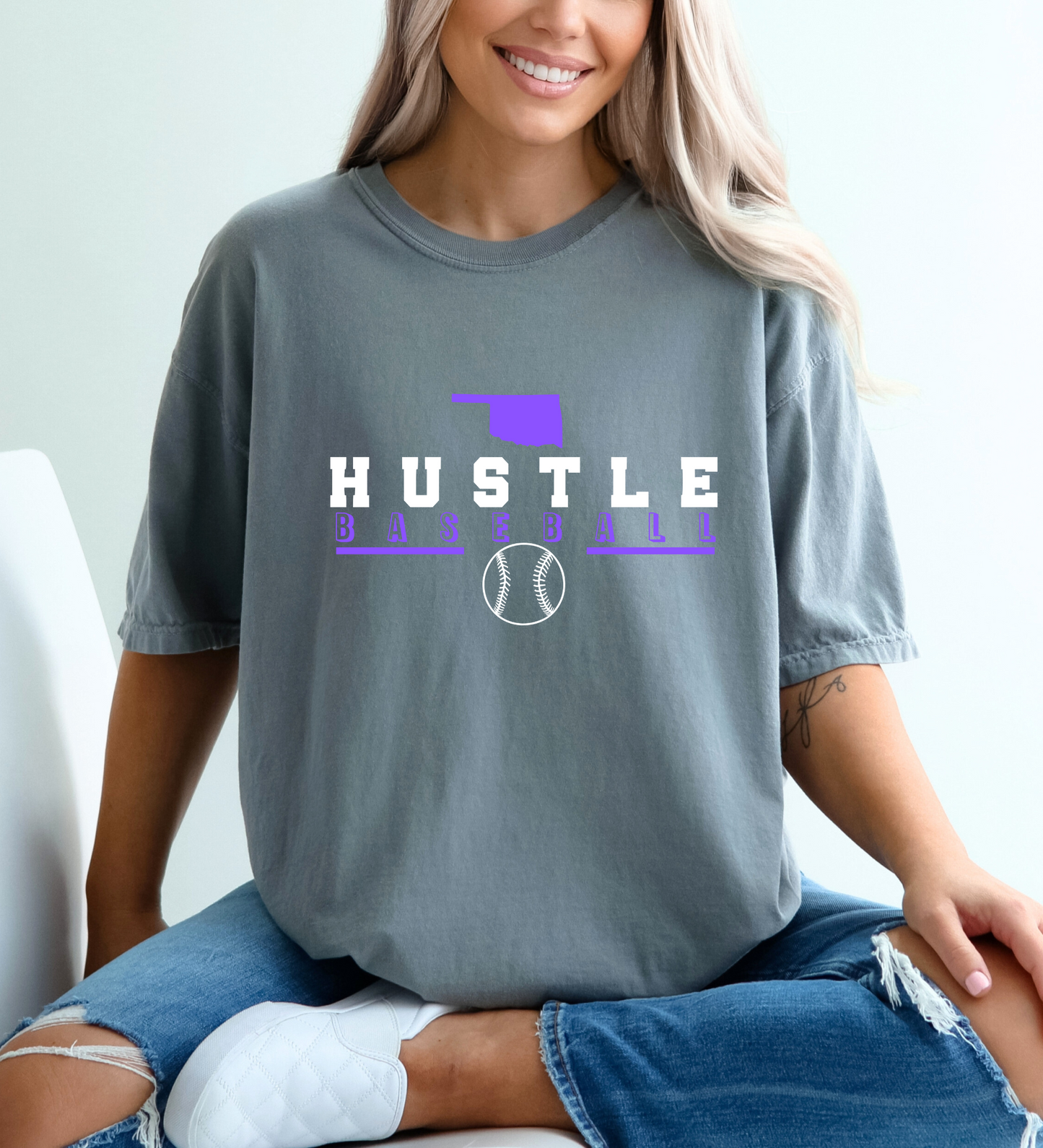OK Hustle Baseball PURPLE (Comfort Colors)