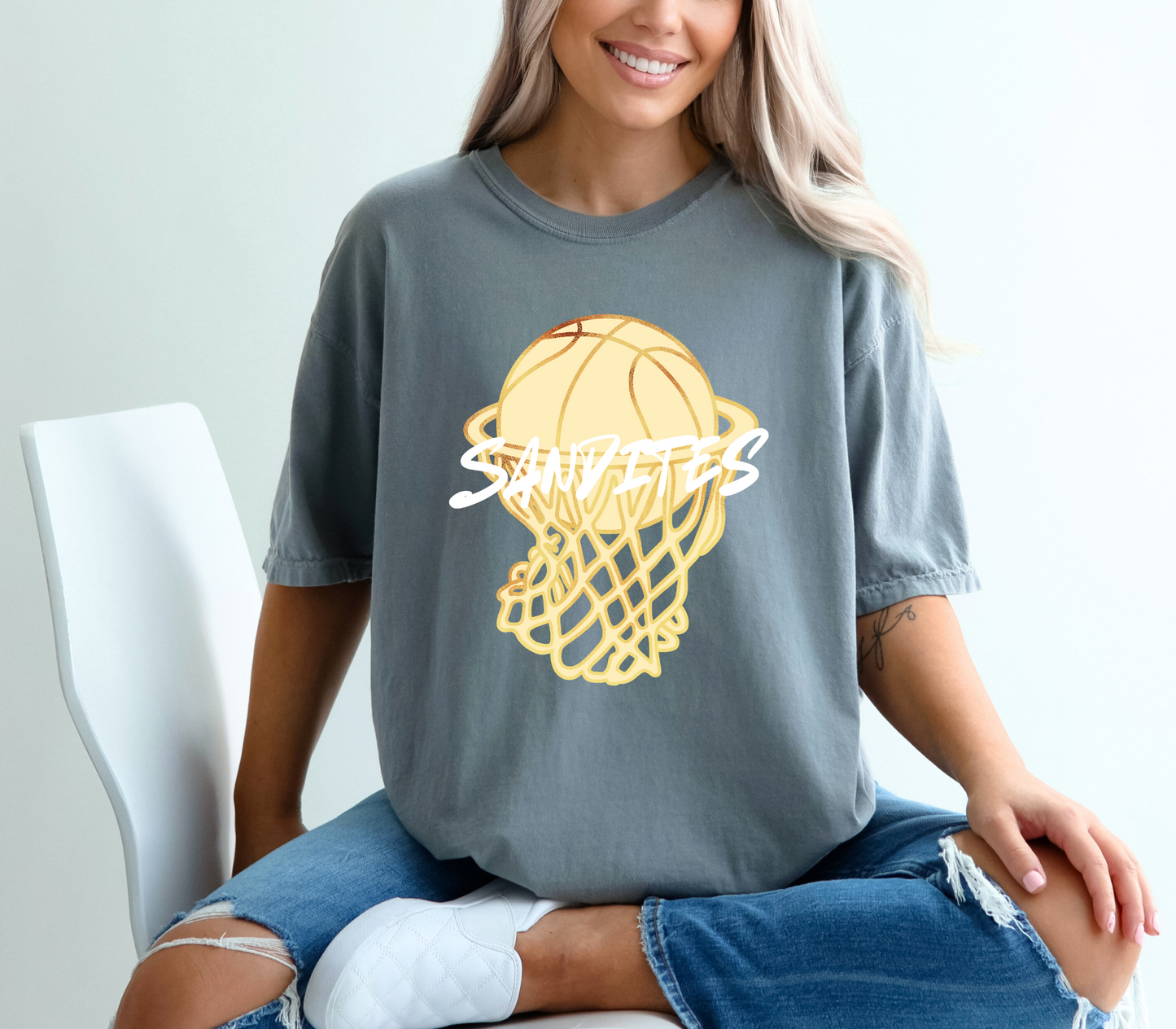 Sandite Basketball Retro WHITE (Comfort Colors)