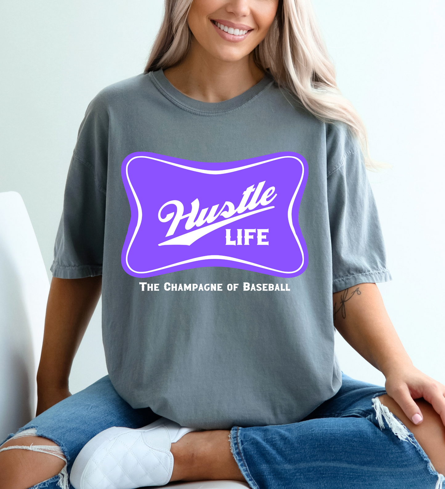 Hustle Life 'Champagne of Baseball' PURPLE (Comfort Colors)