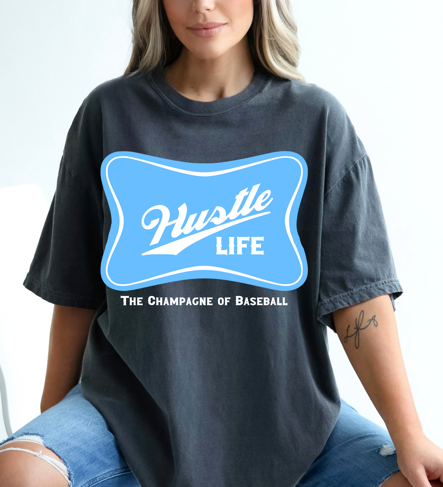 Hustle Life 'Champagne of Baseball' BLUE (Comfort Colors)