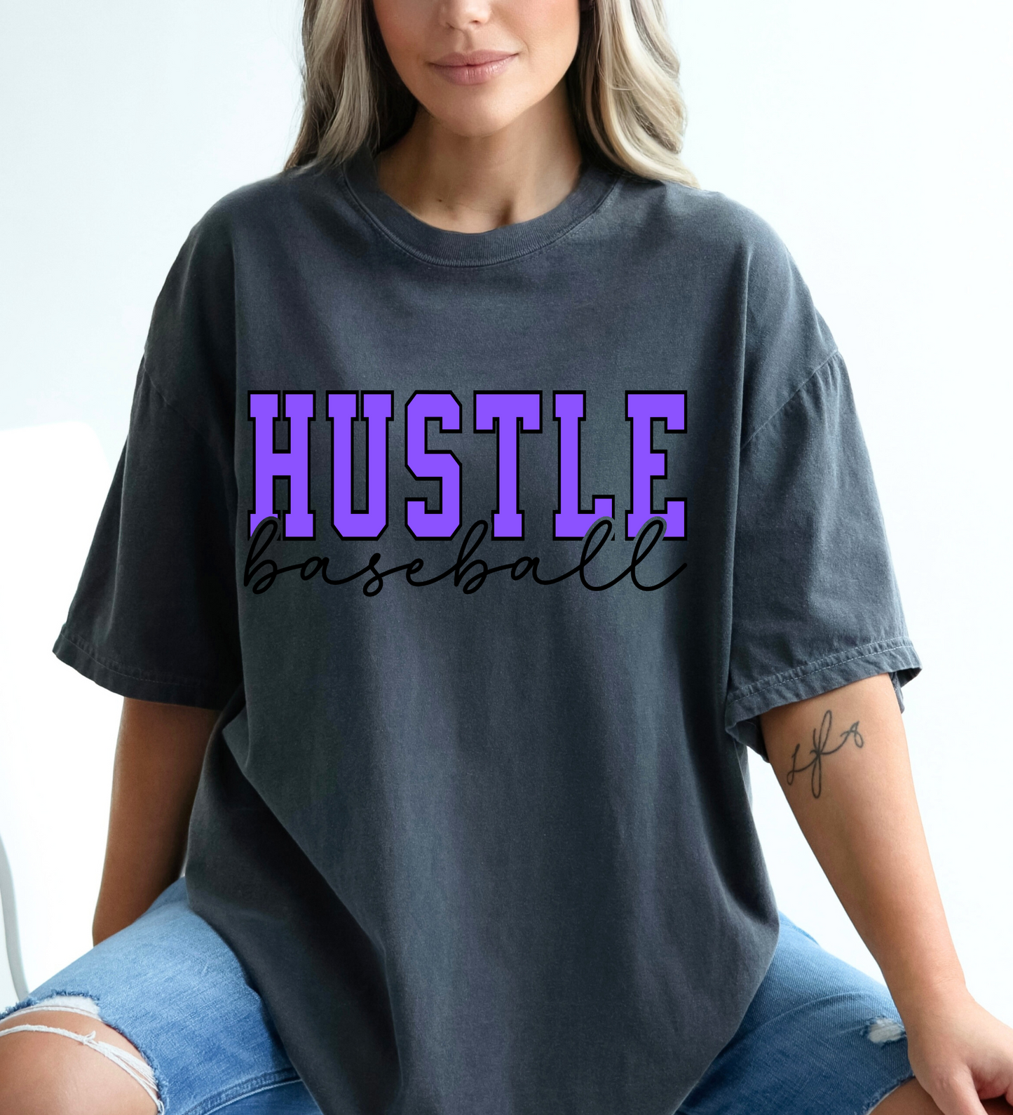 Hustle Baseball Varsity PURPLE (Comfort Colors)