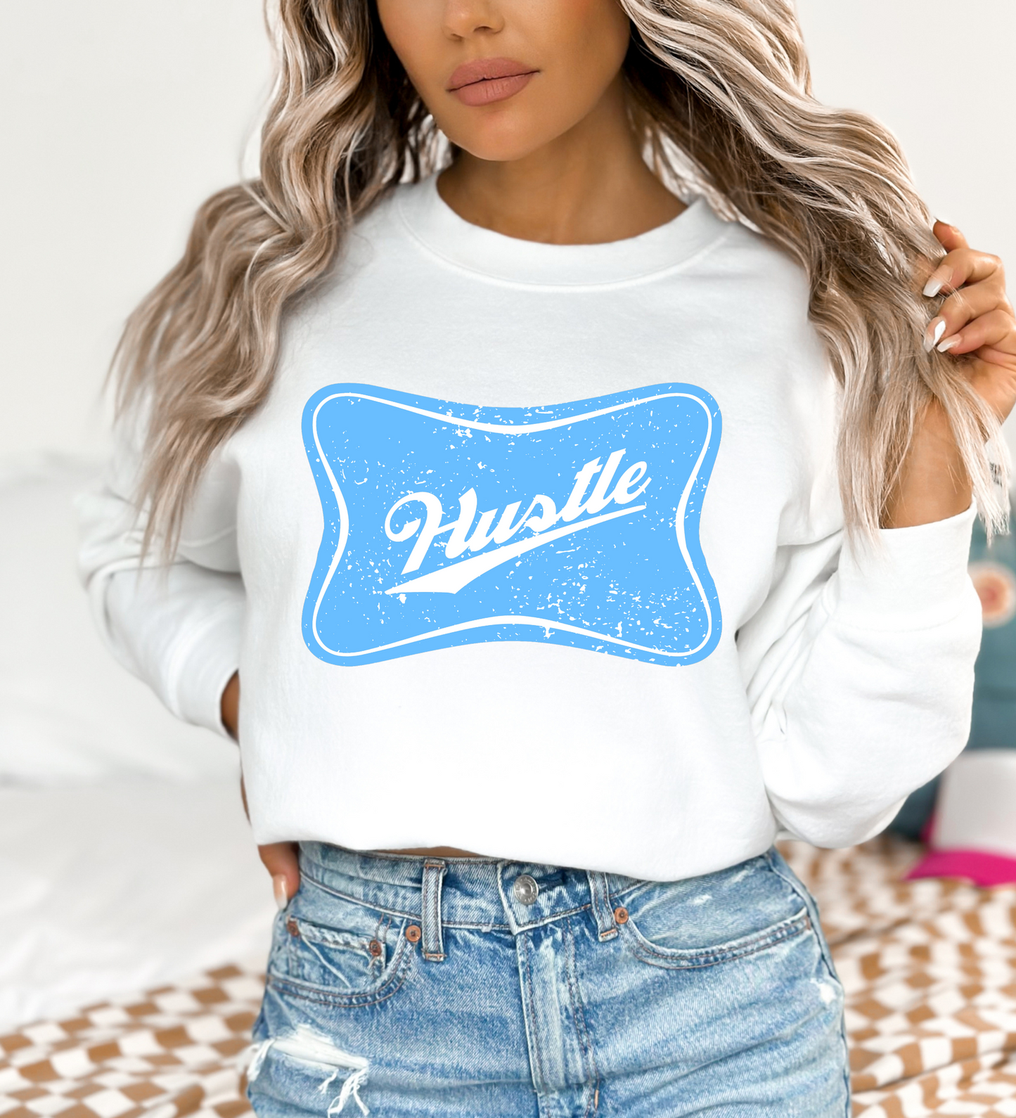 Hustle Cheers Logo BLUE (Gildan)