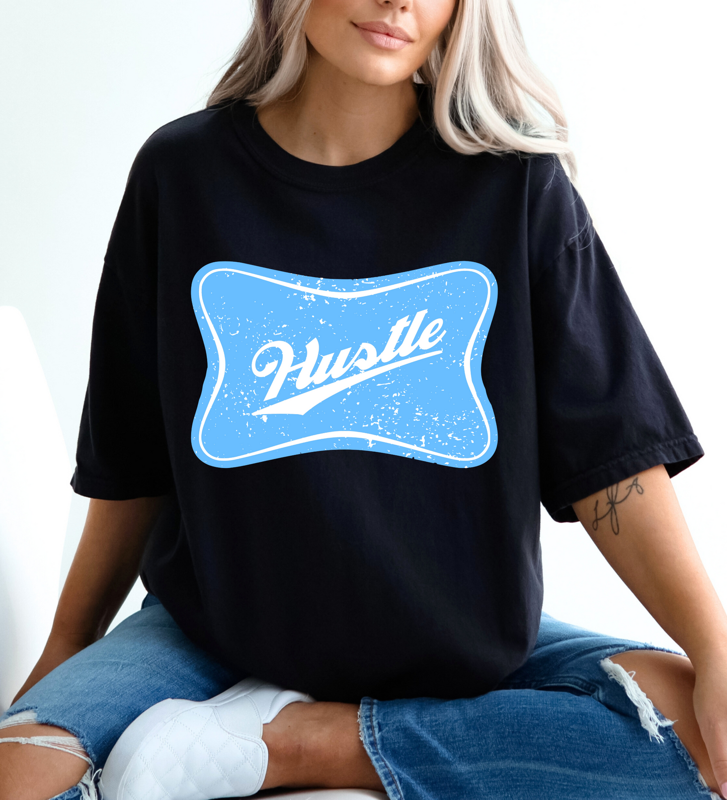 Hustle Cheers Logo BLUE (Comfort Colors)