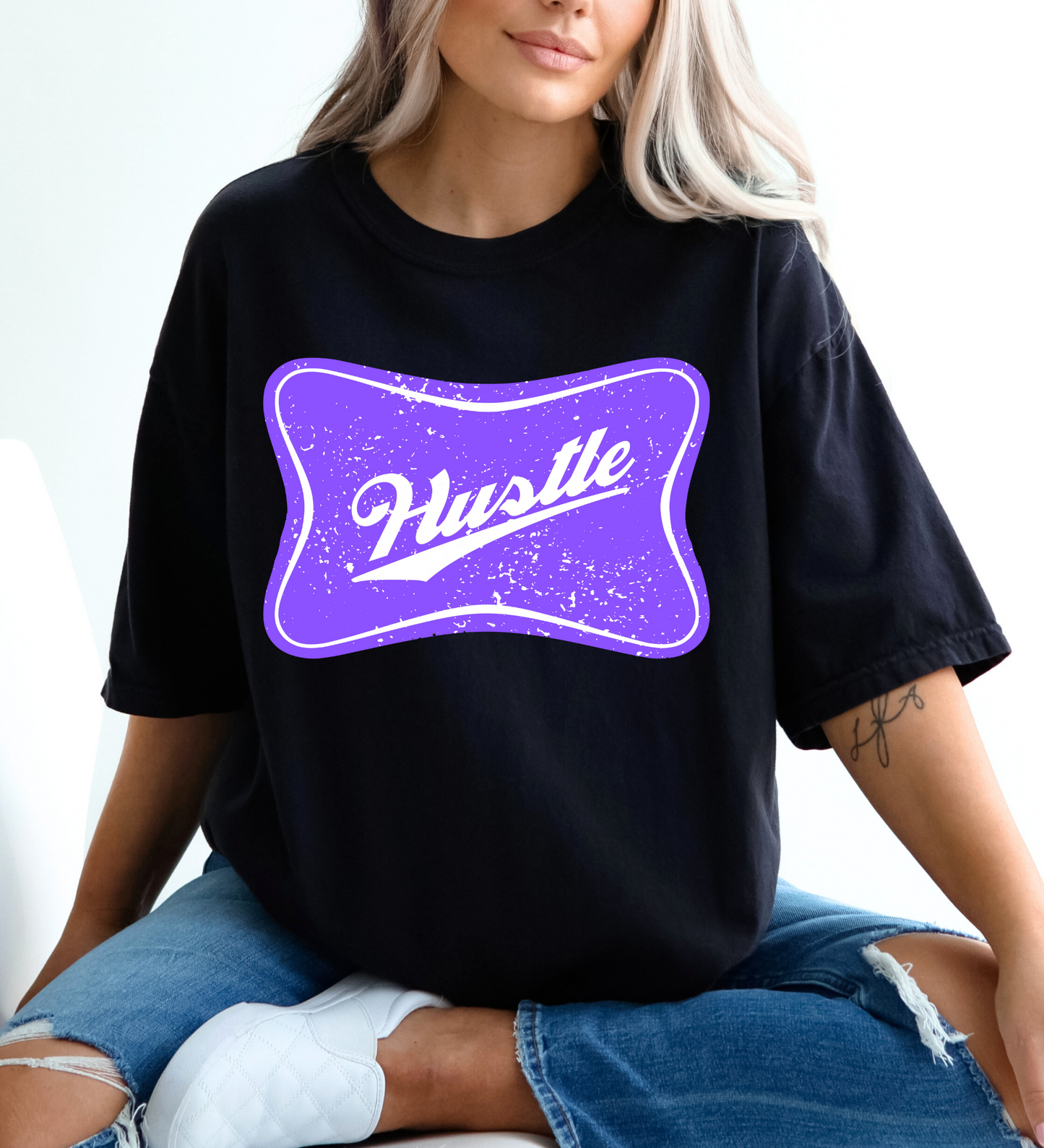 Hustle Cheers Logo PURPLE (Comfort Colors)