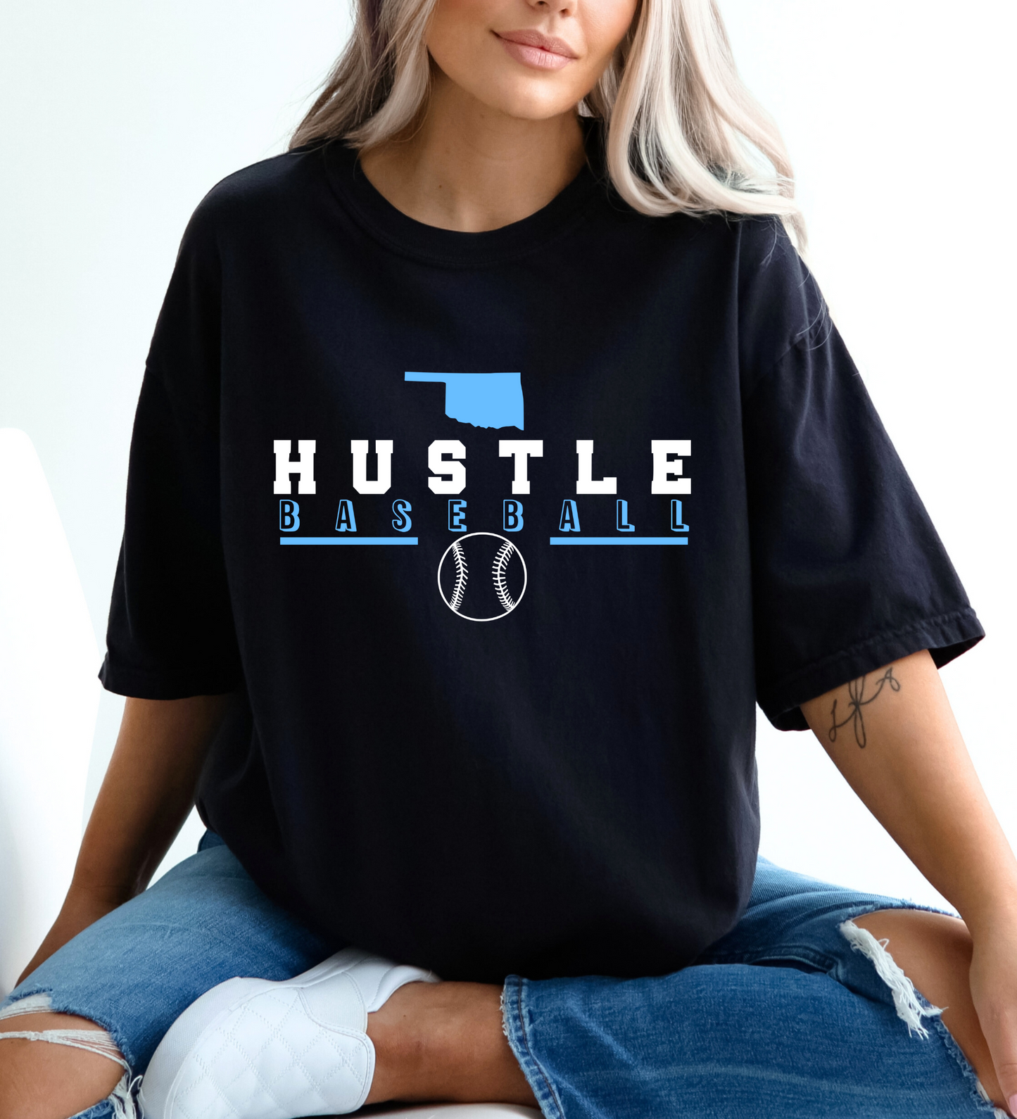 OK Hustle Baseball BLUE (Comfort Colors)