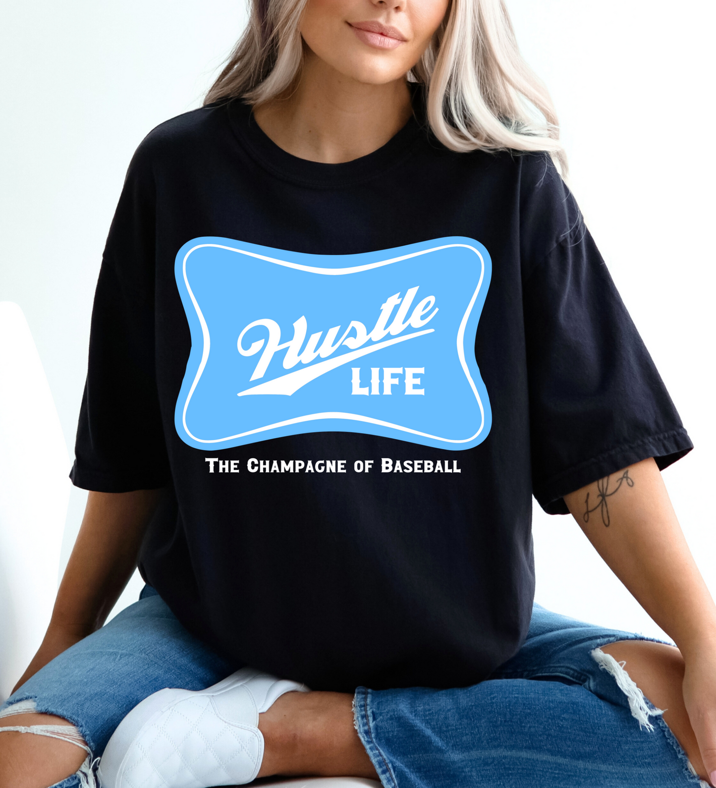 Hustle Life 'Champagne of Baseball' BLUE (Comfort Colors)