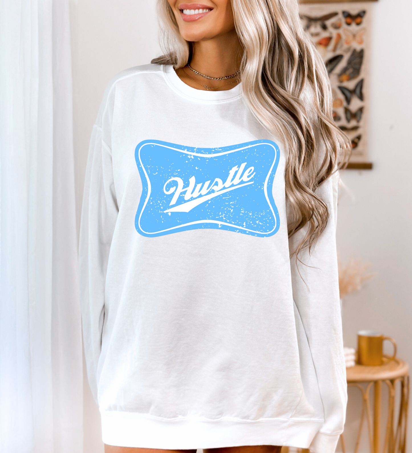 Hustle Cheers Logo BLUE (Comfort Colors)