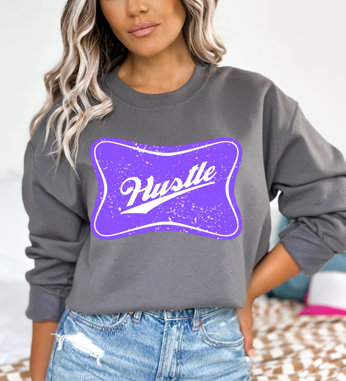 Hustle Cheers Logo PURPLE (Gildan)