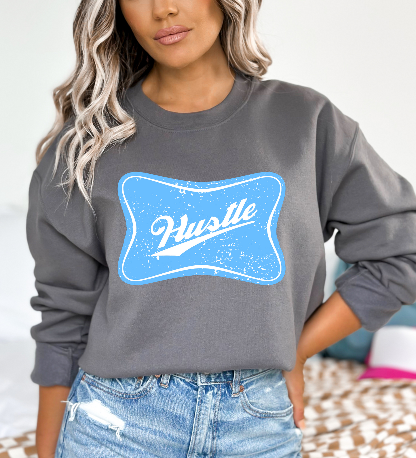 Hustle Cheers Logo BLUE (Gildan)