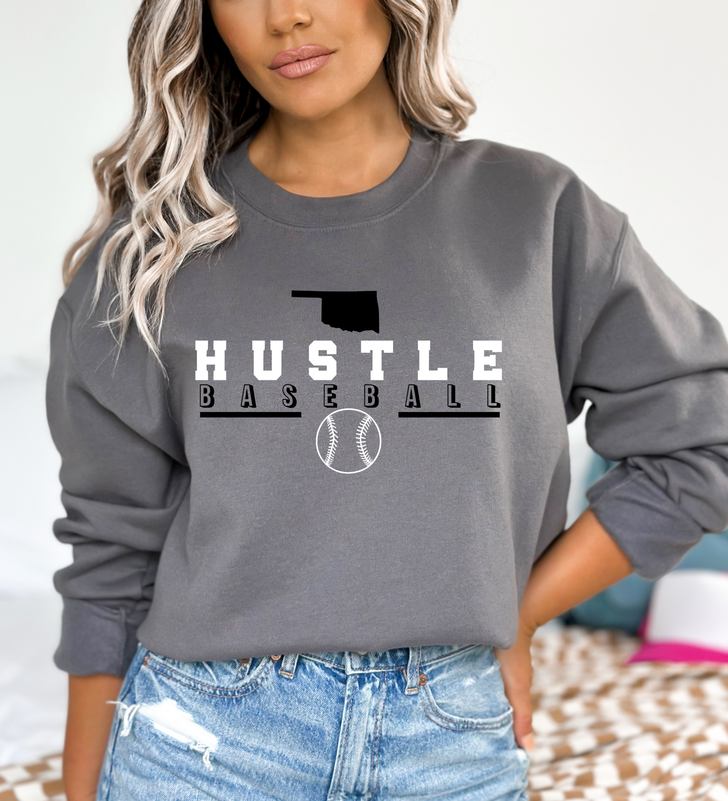 OK Hustle Baseball BLACK (Gildan)