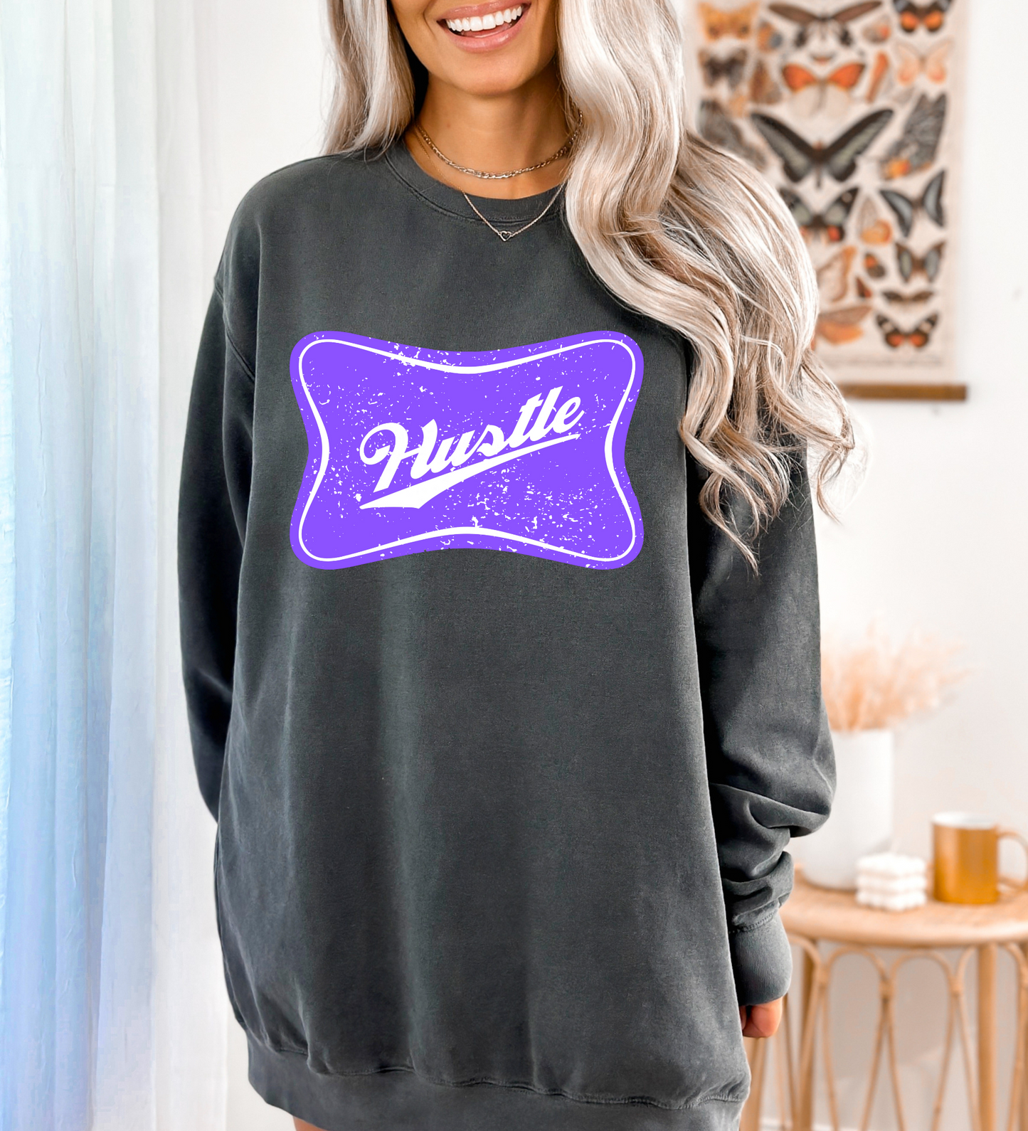 Hustle Cheers Logo PURPLE (Comfort Colors)