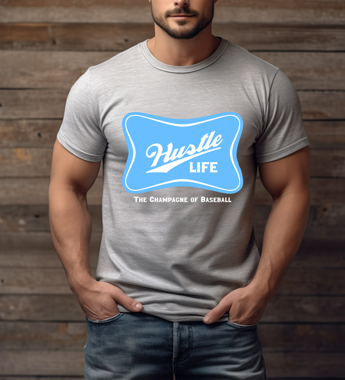 Hustle Life 'Champagne of Baseball' BLUE (Gildan)