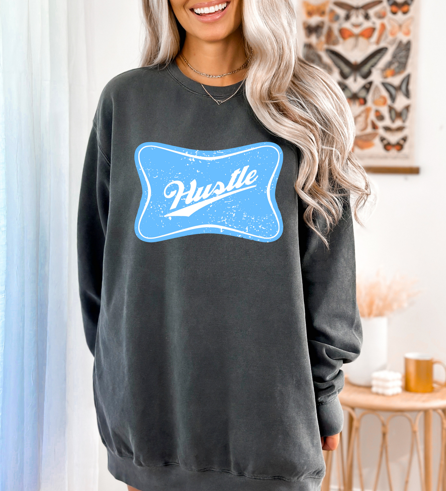 Hustle Cheers Logo BLUE (Comfort Colors)