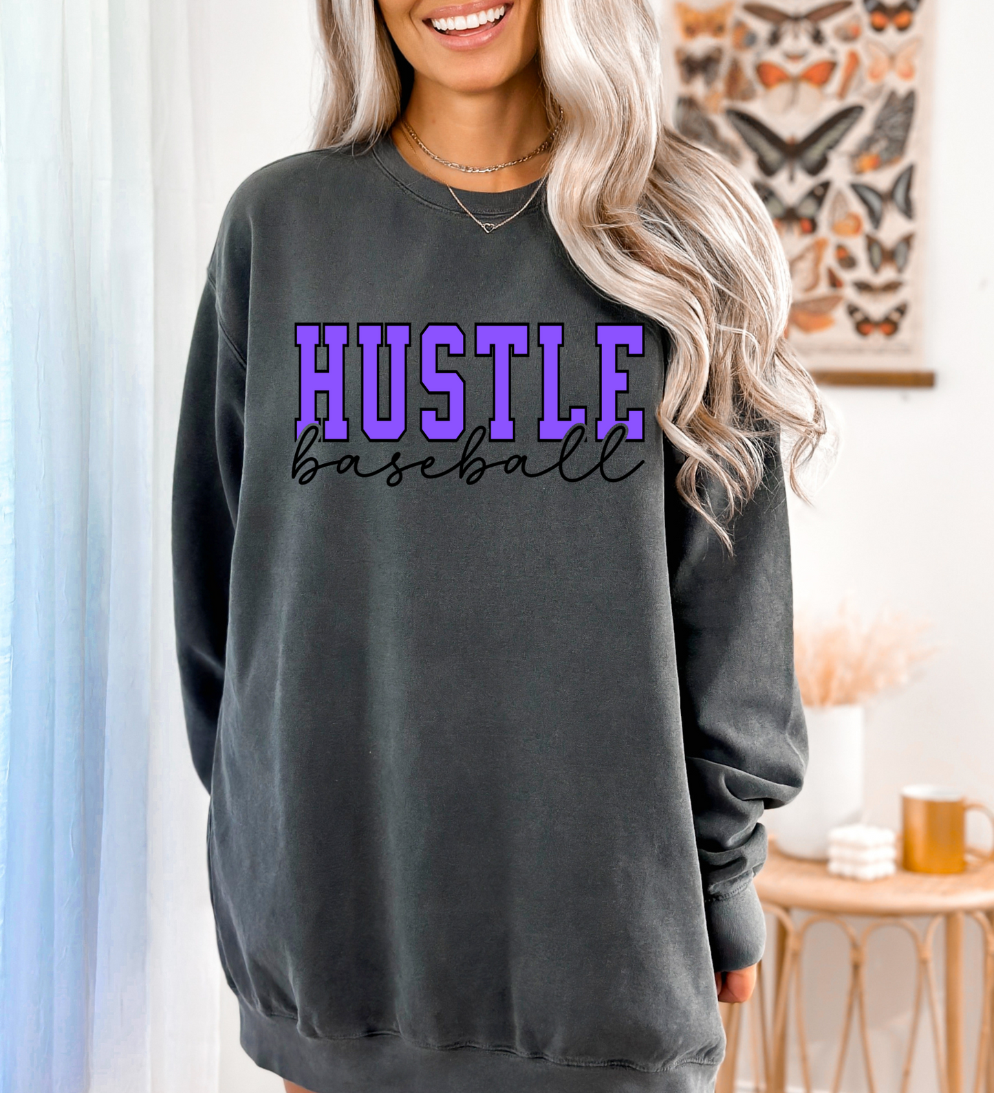 Hustle Baseball Varsity PURPLE (Comfort Colors)