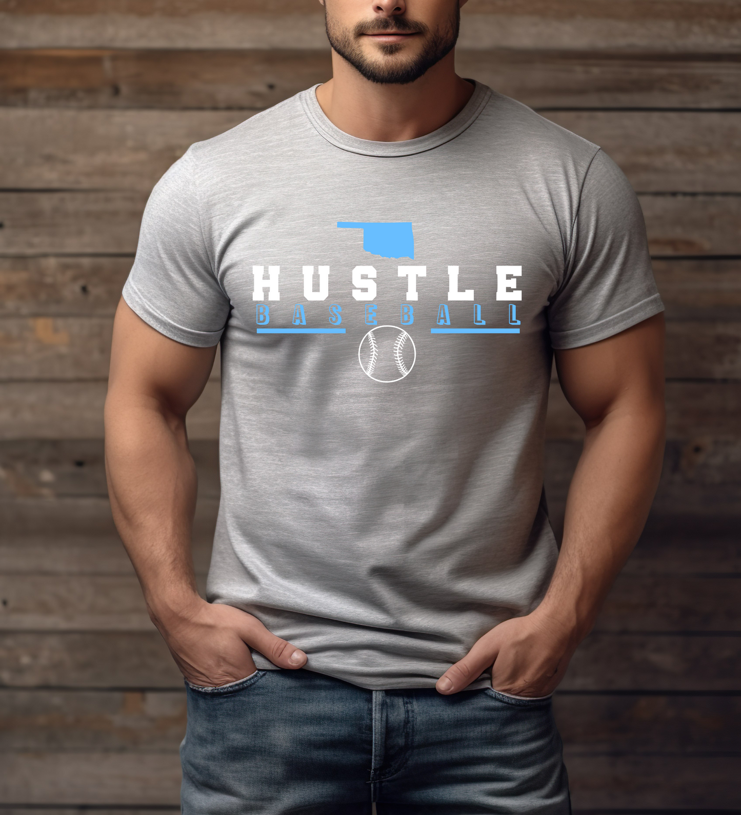 OK Hustle Baseball BLUE (Comfort Colors)