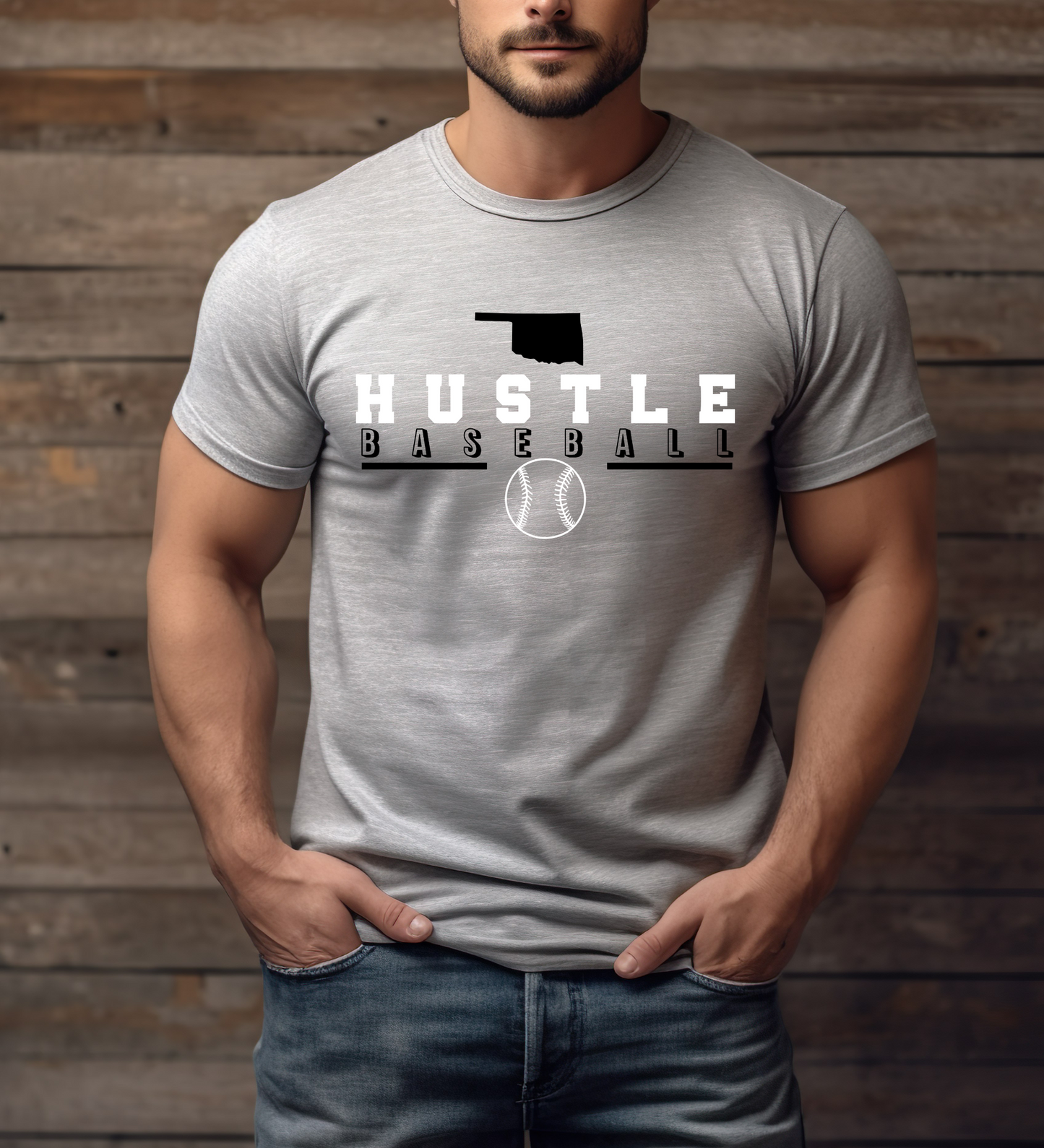 OK Hustle Baseball BLACK (Gildan)