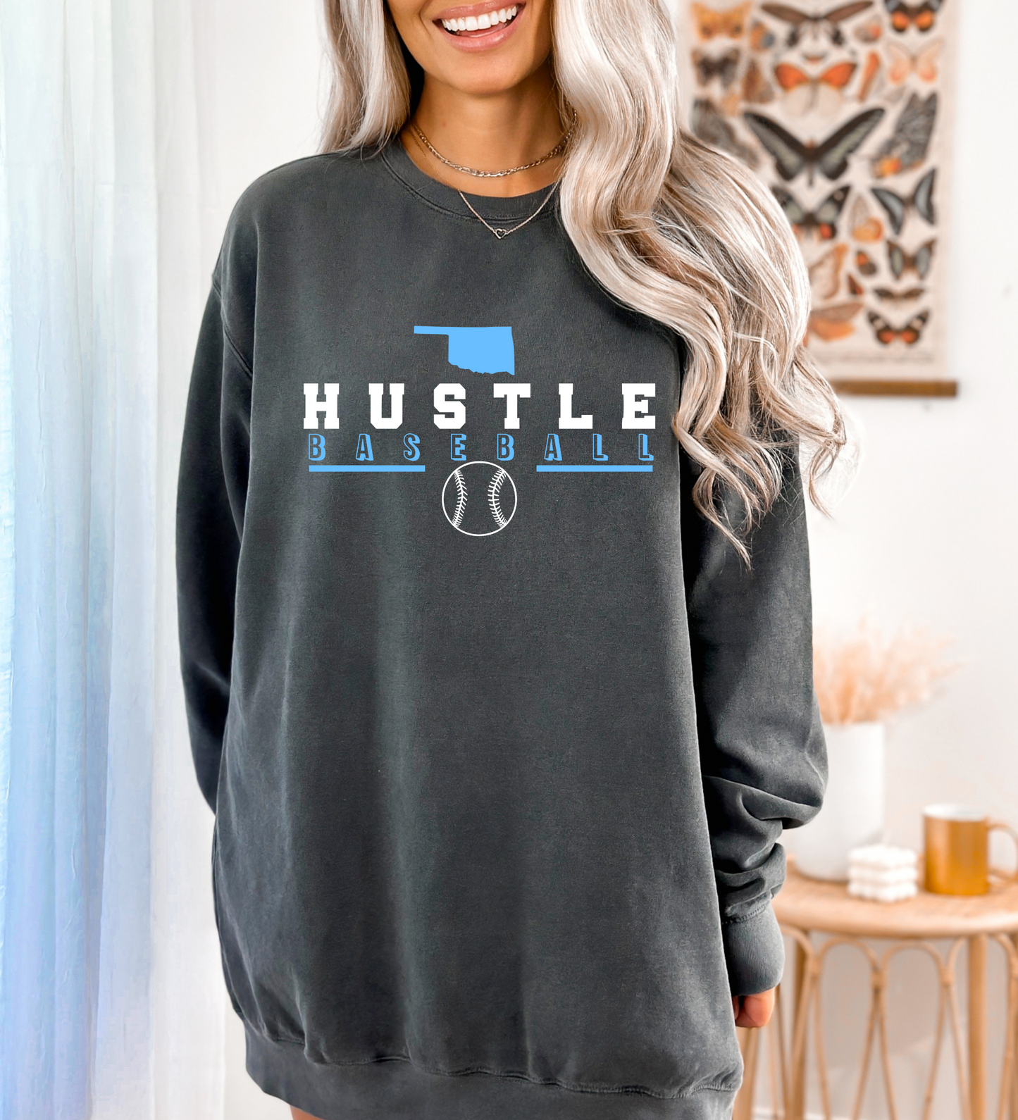 OK Hustle Baseball BLUE (Comfort Colors)
