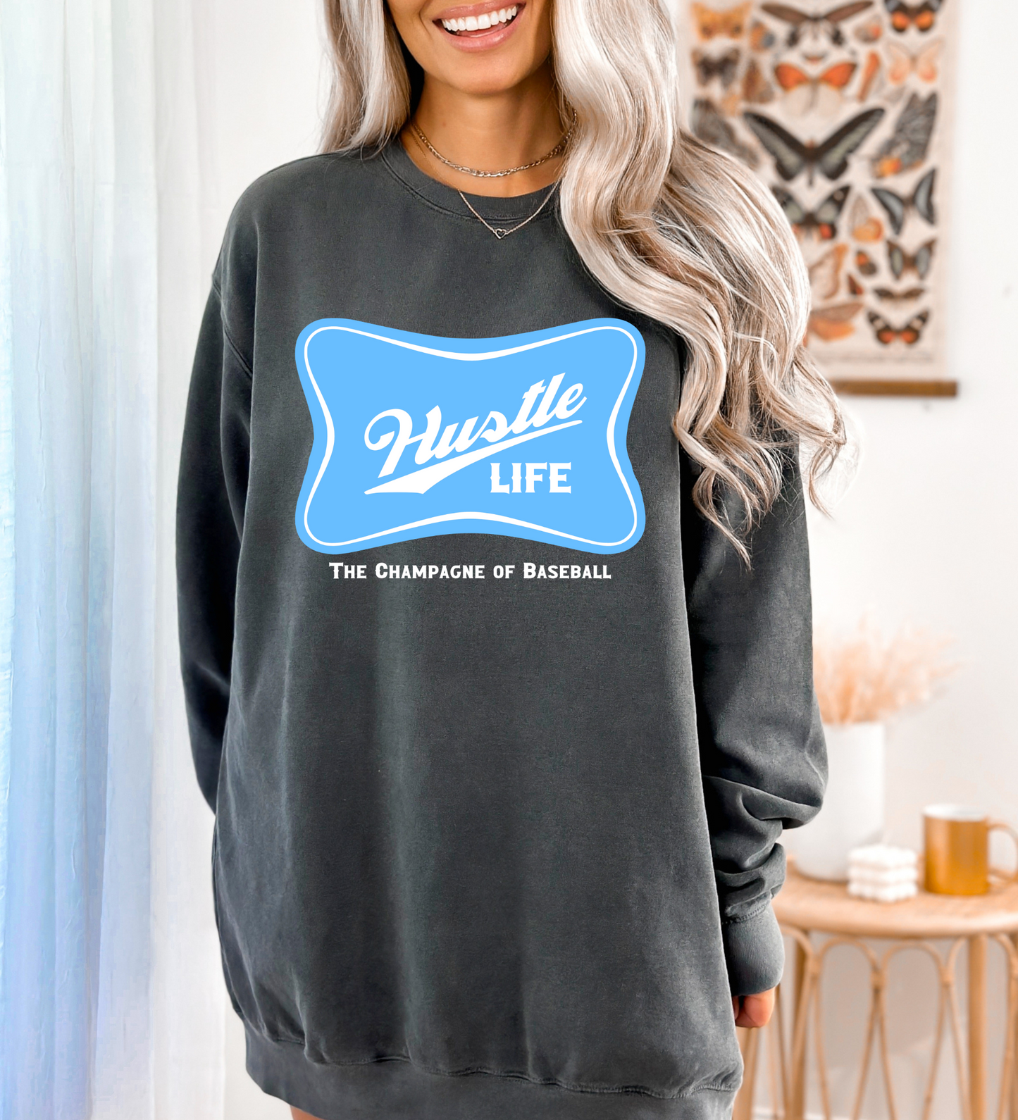 Hustle Life 'Champagne of Baseball' BLUE (Comfort Colors)