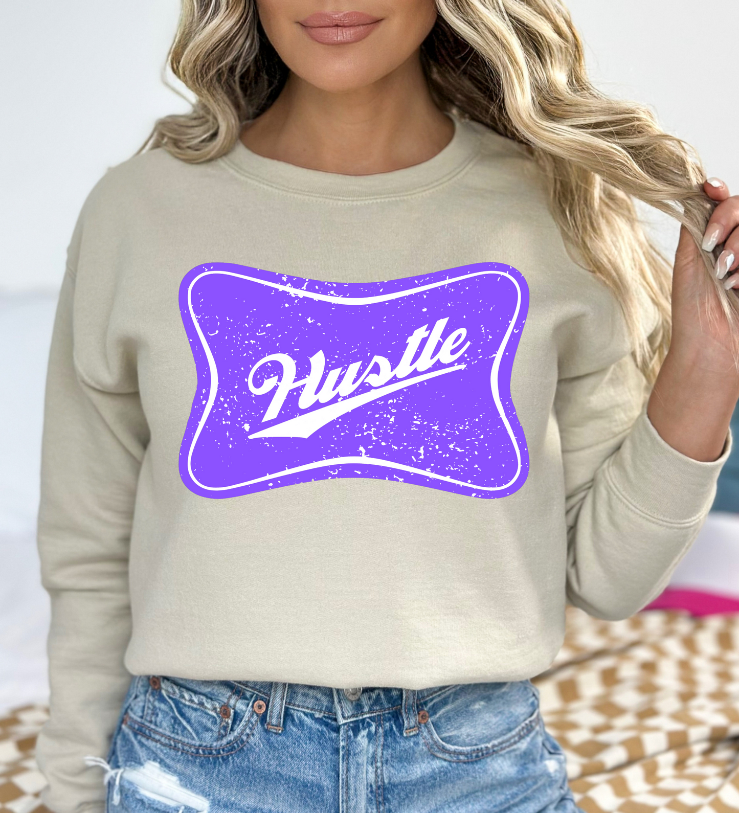 Hustle Cheers Logo PURPLE (Gildan)