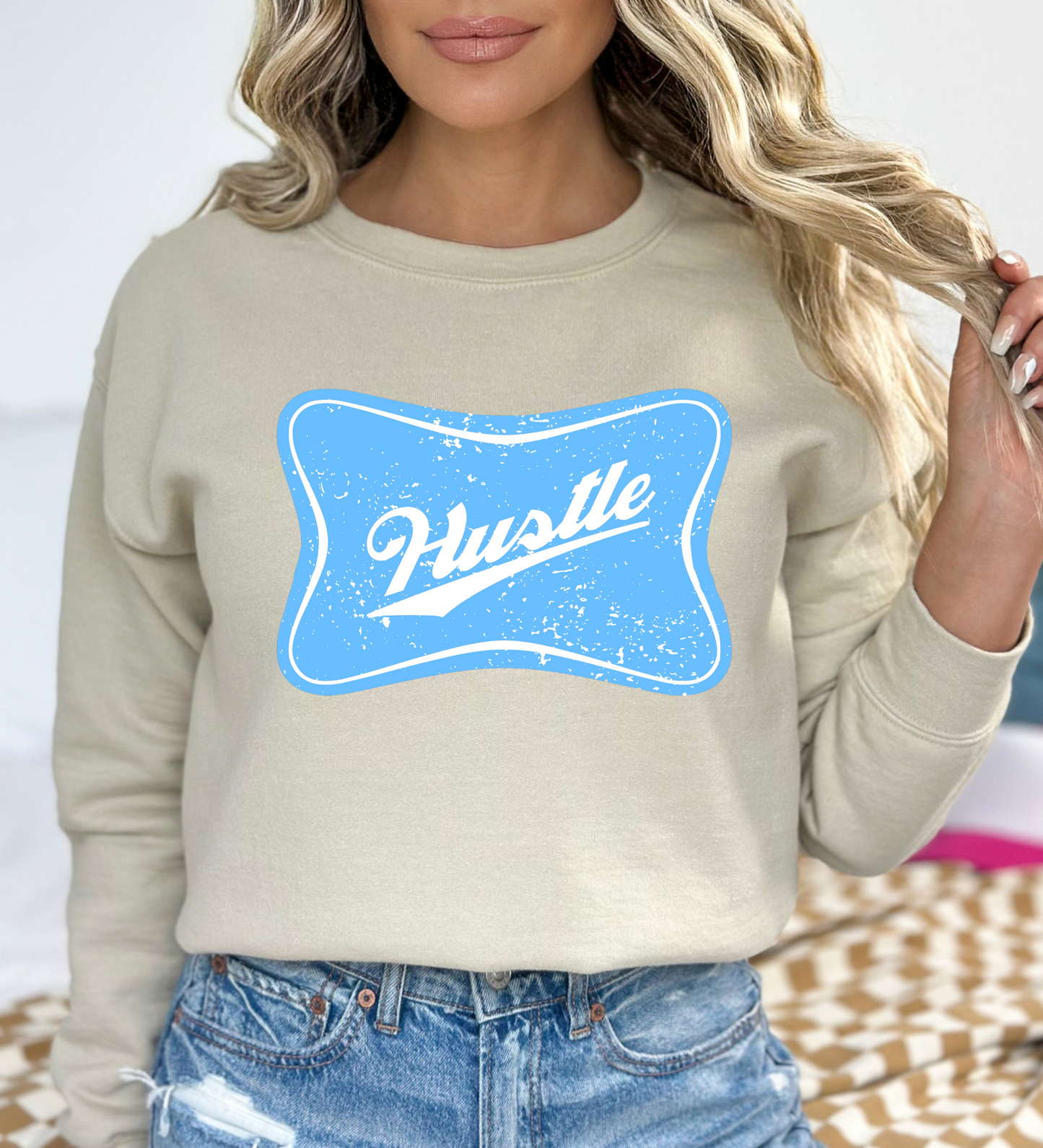 Hustle Cheers Logo BLUE (Gildan)