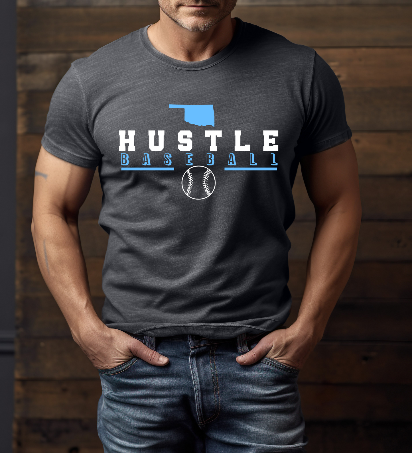 OK Hustle Baseball BLUE (Comfort Colors)