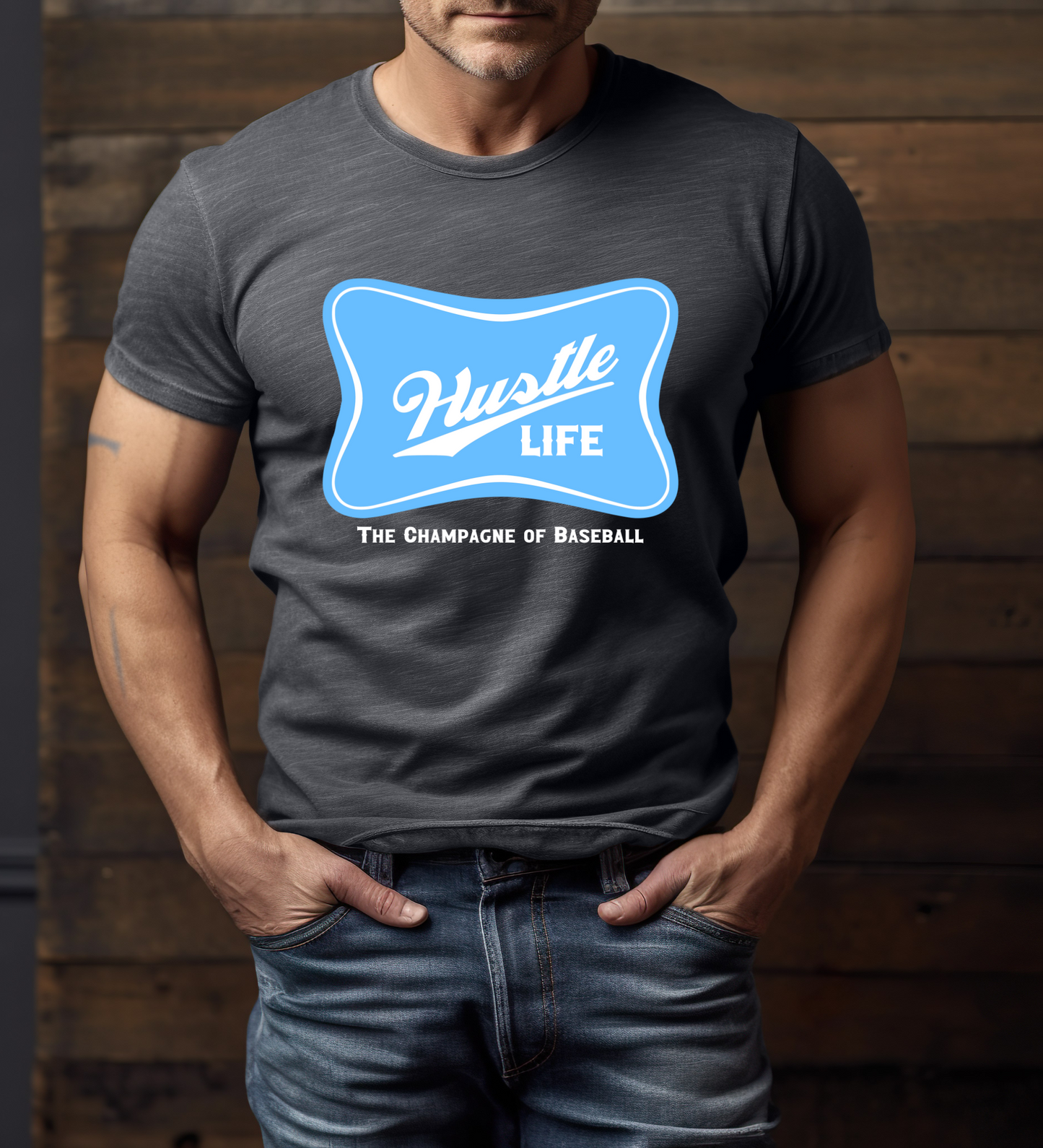 Hustle Life 'Champagne of Baseball' BLUE (Gildan)