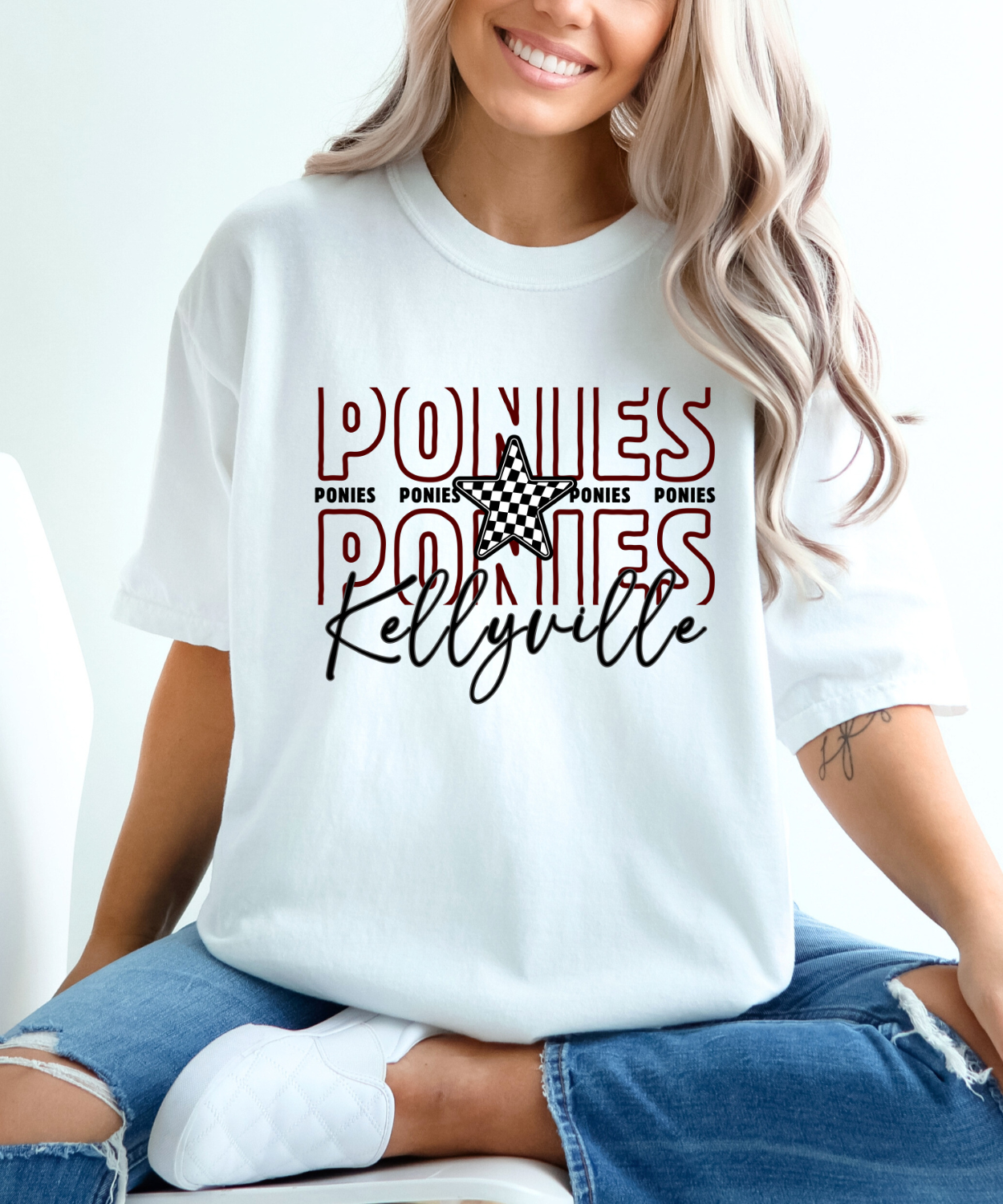 Kellyville PONIES Checkered Star (Gildan)