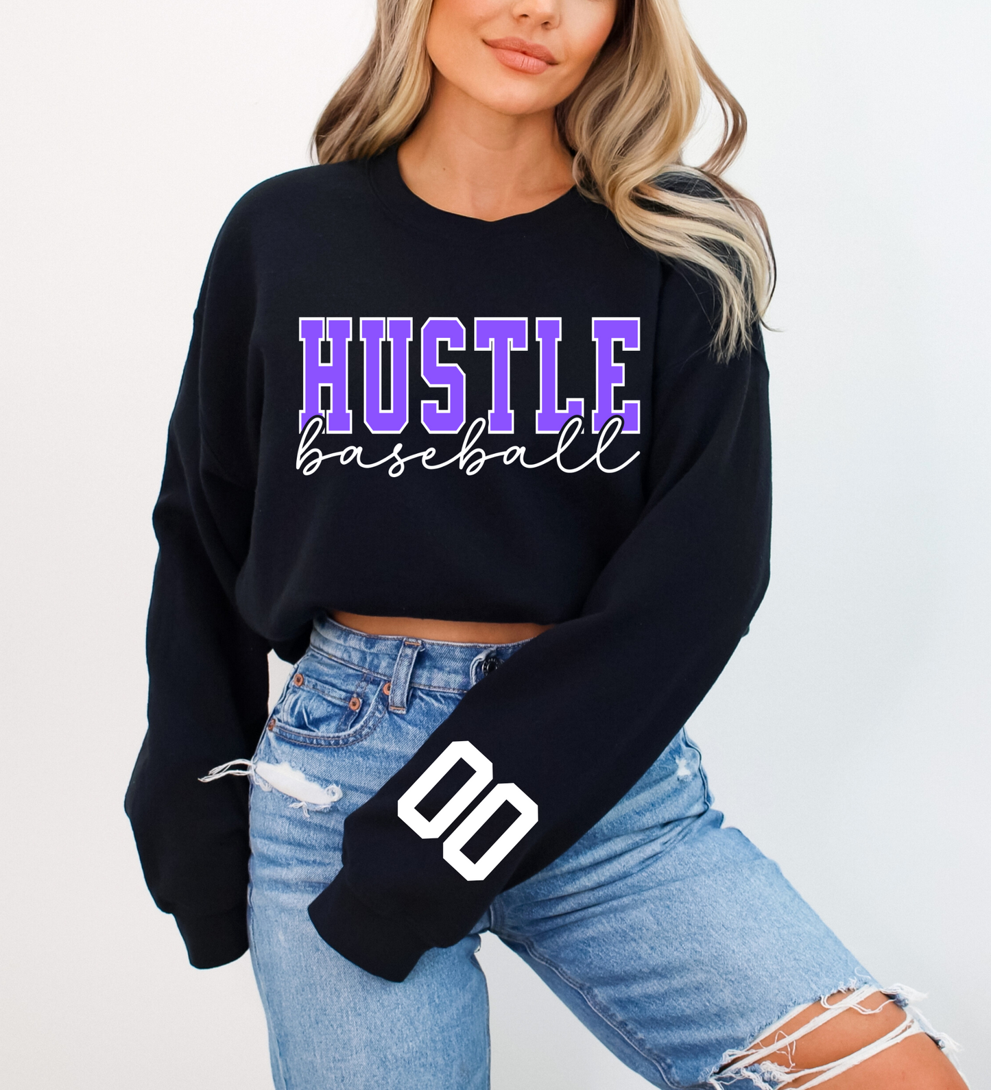 Hustle Baseball Varsity PURPLE/WHITE (Gildan)