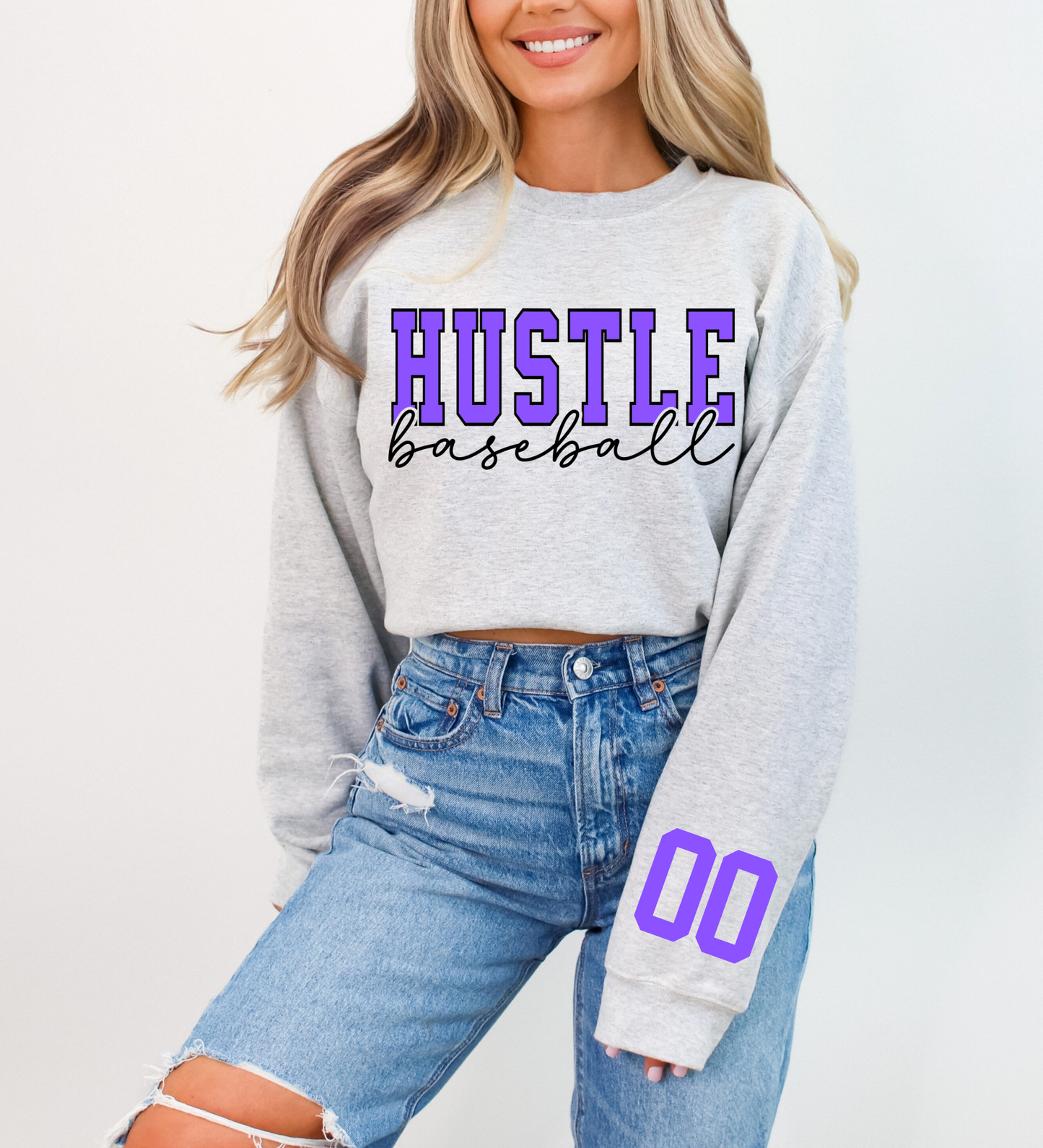 Hustle Baseball Varsity PURPLE (Gildan)