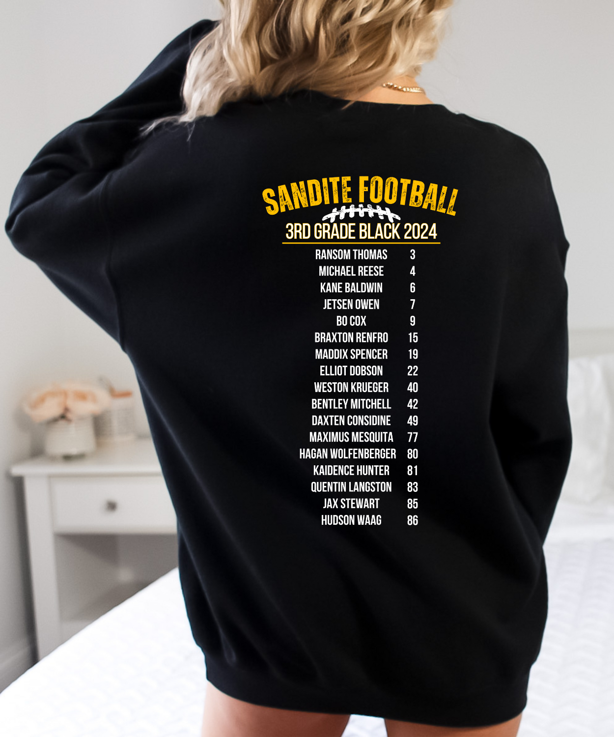 Sandite Football + Roster WHITE (Comfort Colors)