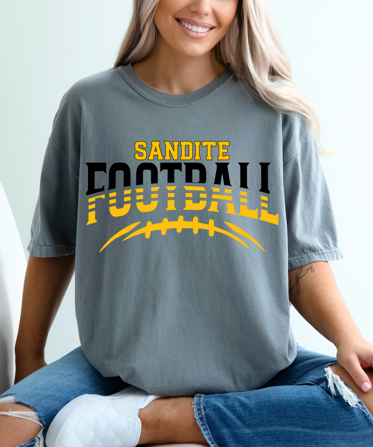 Sandite Football Hustle BLACK (Comfort Colors)