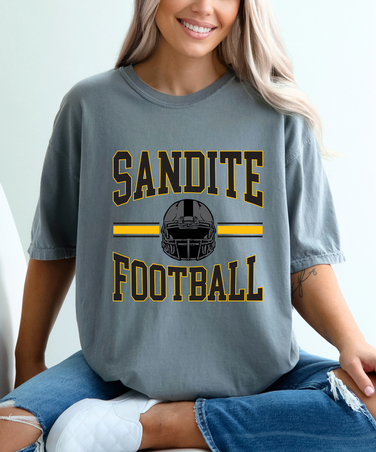 Sandite Sandite Football Center (Comfort Colors) β Okie Exchange Boutique