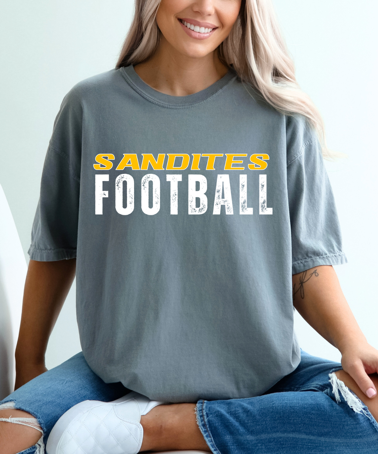 Sandite Football + Roster WHITE (Comfort Colors)