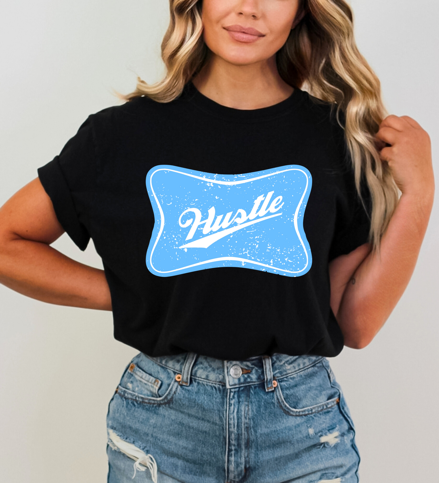 Hustle Cheers Logo BLUE (Gildan)