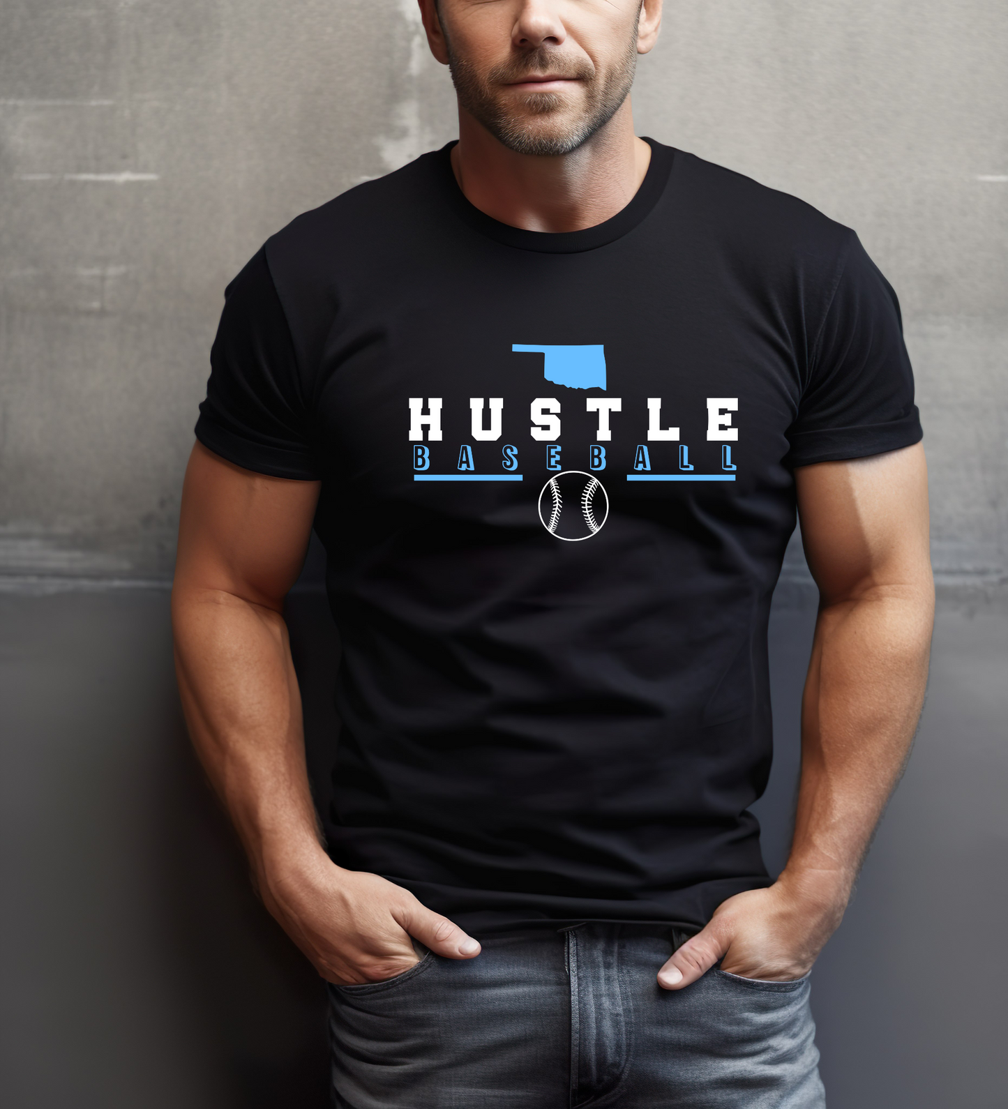 OK Hustle Baseball BLUE (Comfort Colors)