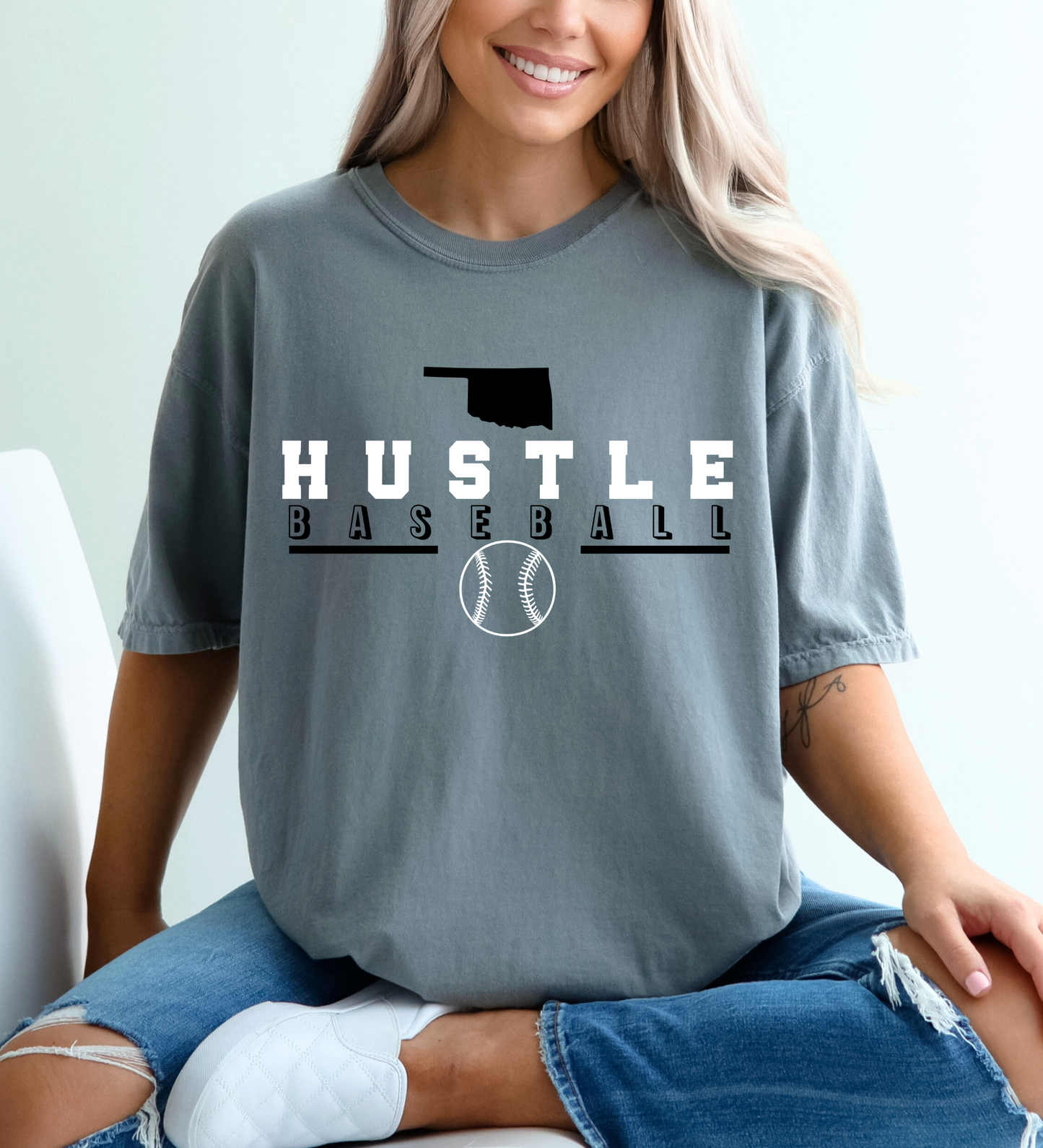 OK Hustle Baseball BLACK (Comfort Colors)