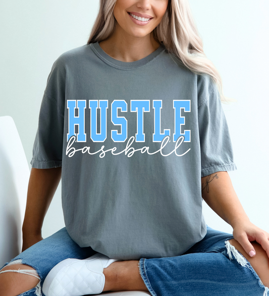 Hustle Baseball Varsity BLUE/WHITE (Comfort Colors)