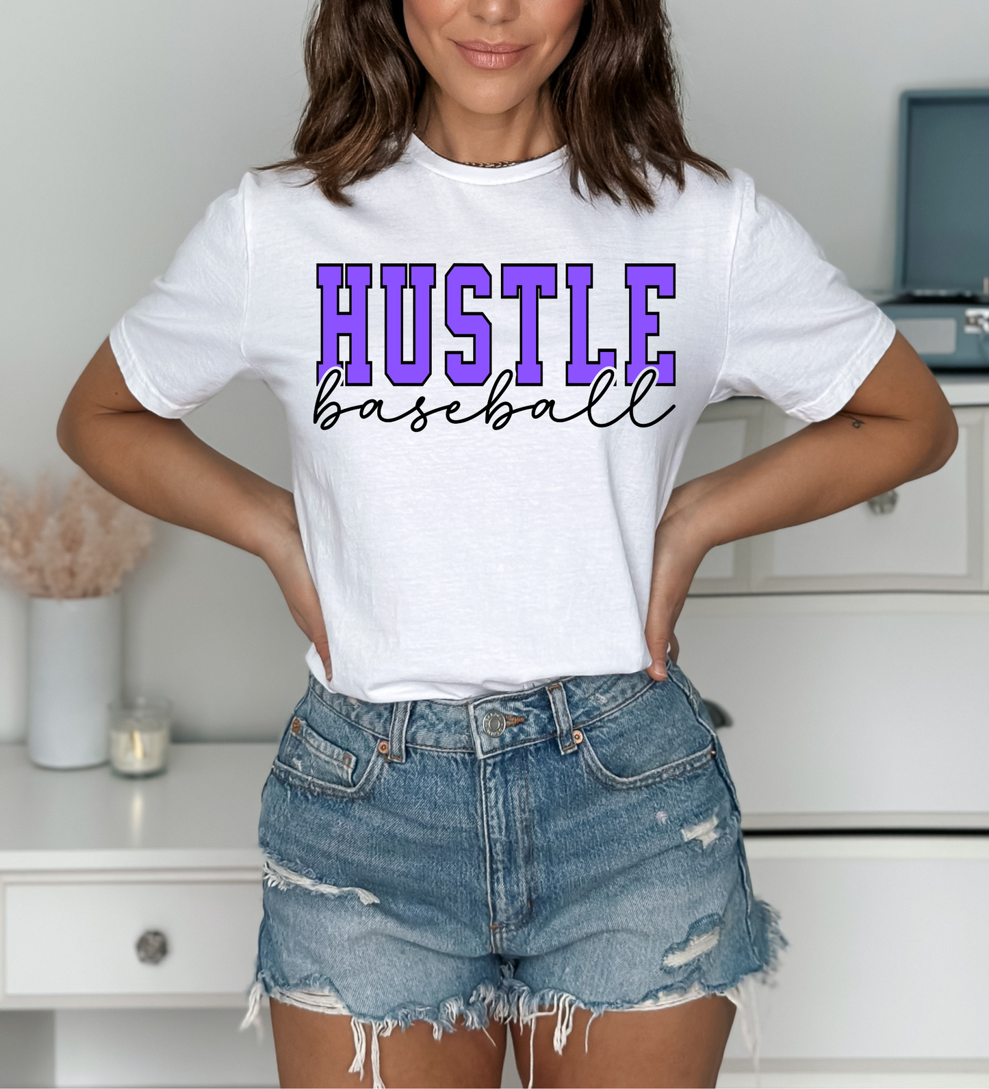 Hustle Baseball Varsity PURPLE (Gildan)