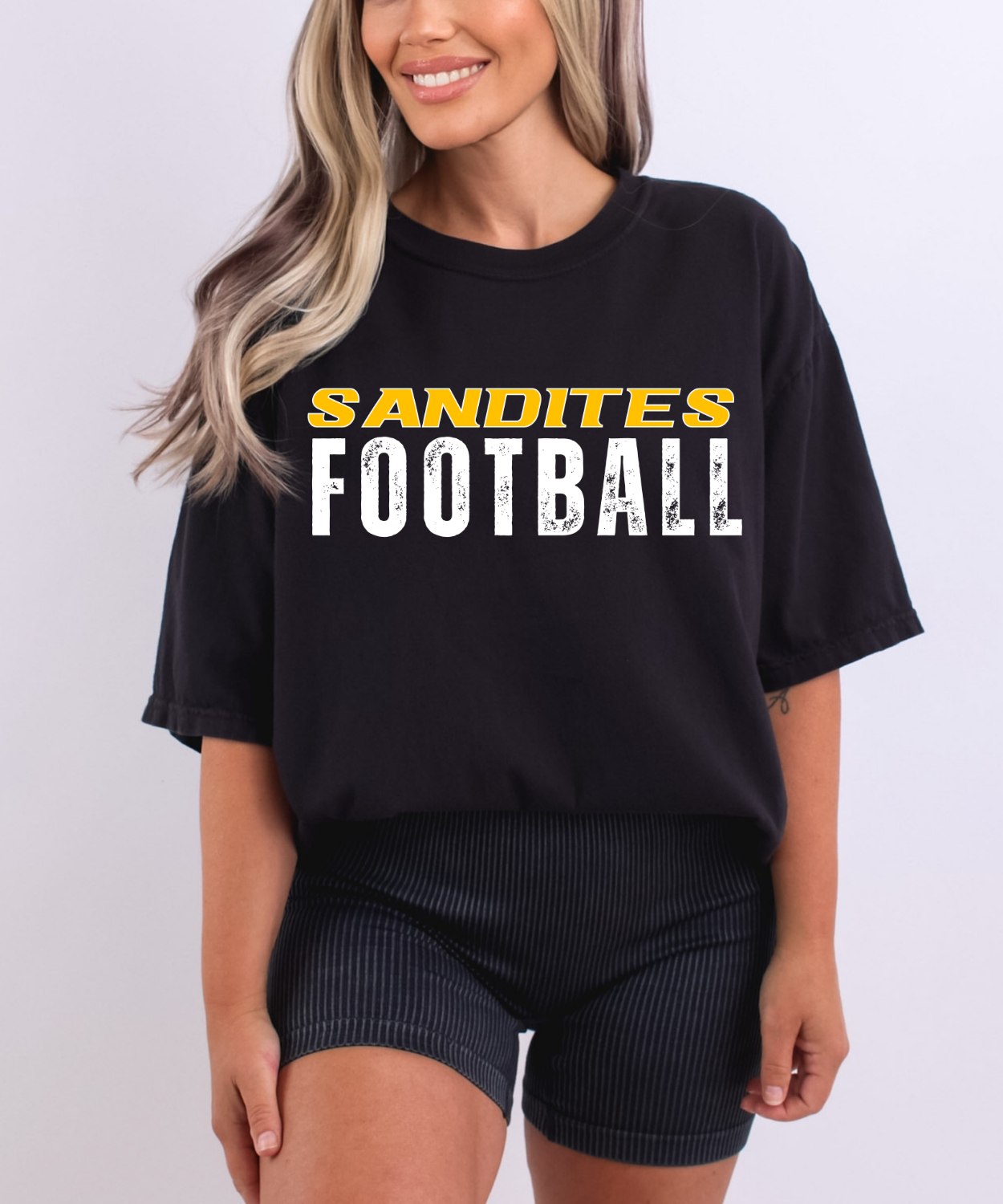 Sandite Football + Roster WHITE (Comfort Colors)