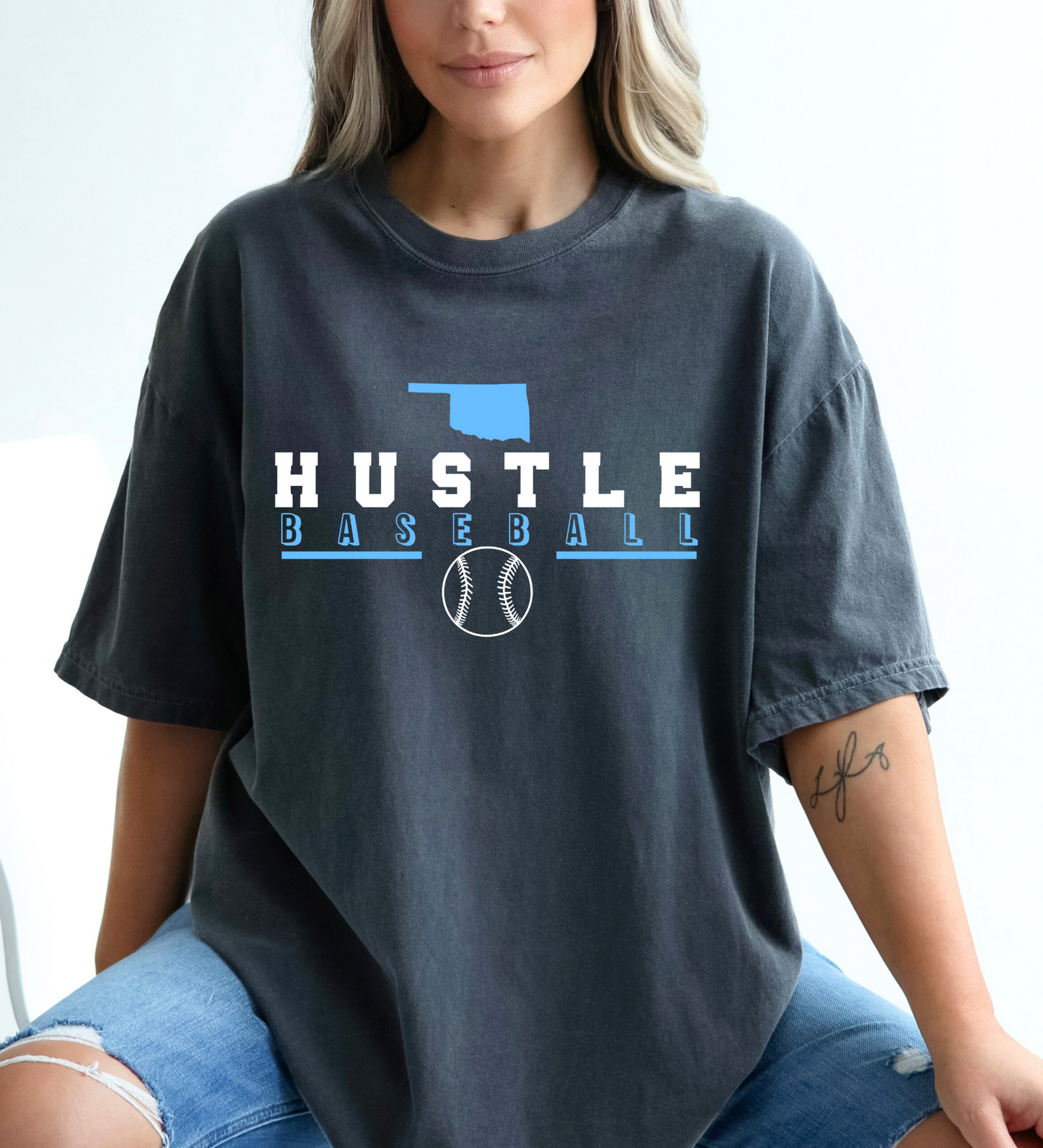 OK Hustle Baseball BLUE (Comfort Colors)