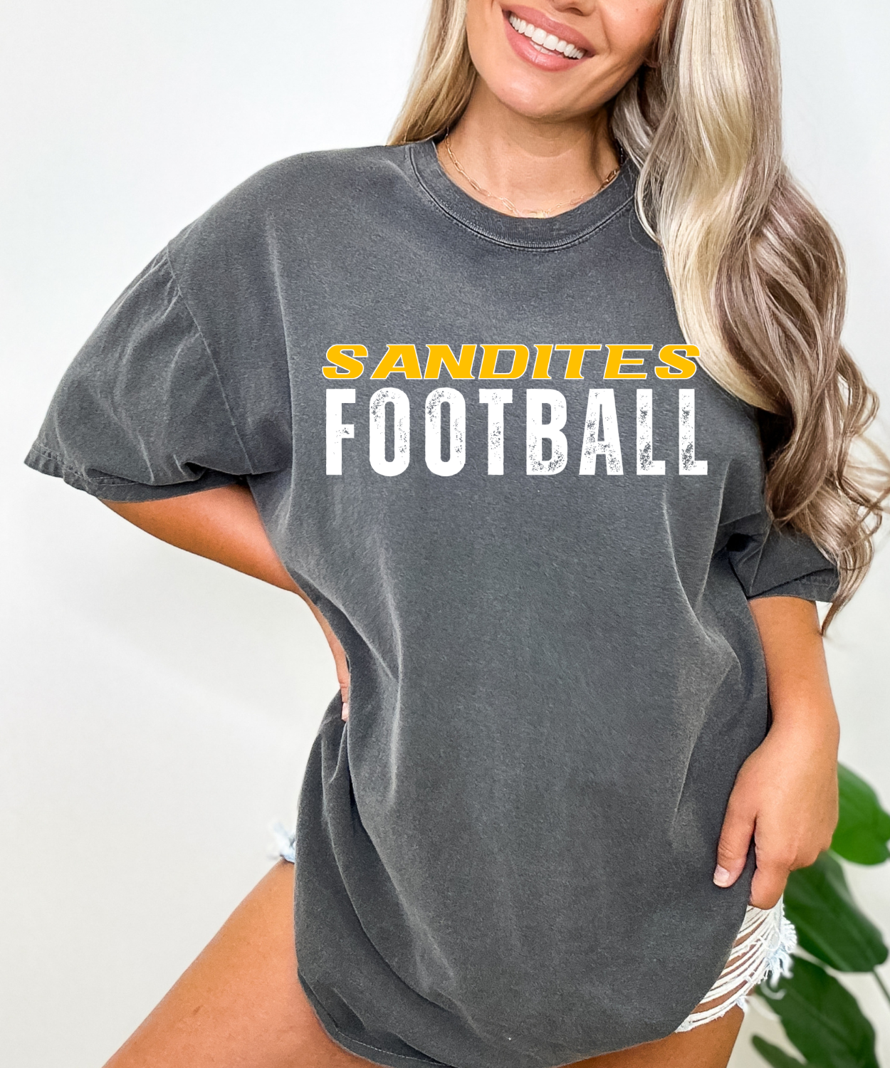 Sandite Football + Roster WHITE (Comfort Colors)