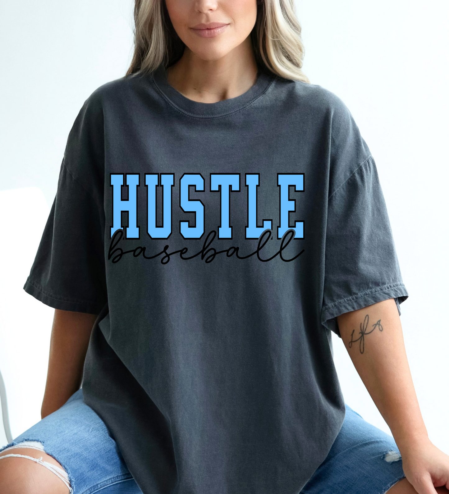 Hustle Baseball Varsity BLUE (Comfort Colors)