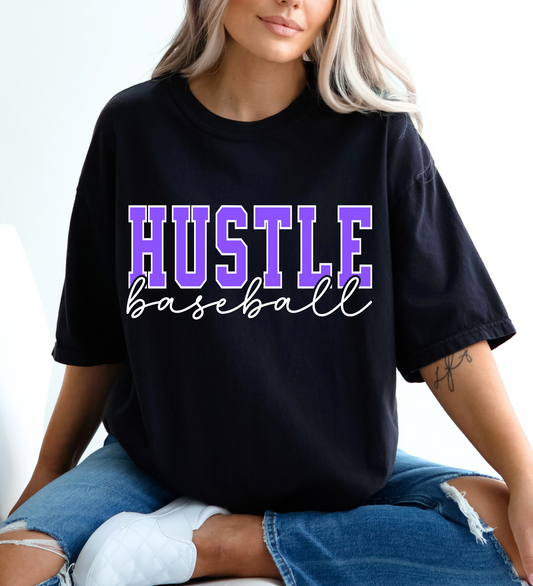 Hustle Baseball Varsity PURPLE/WHITE (Comfort Colors)