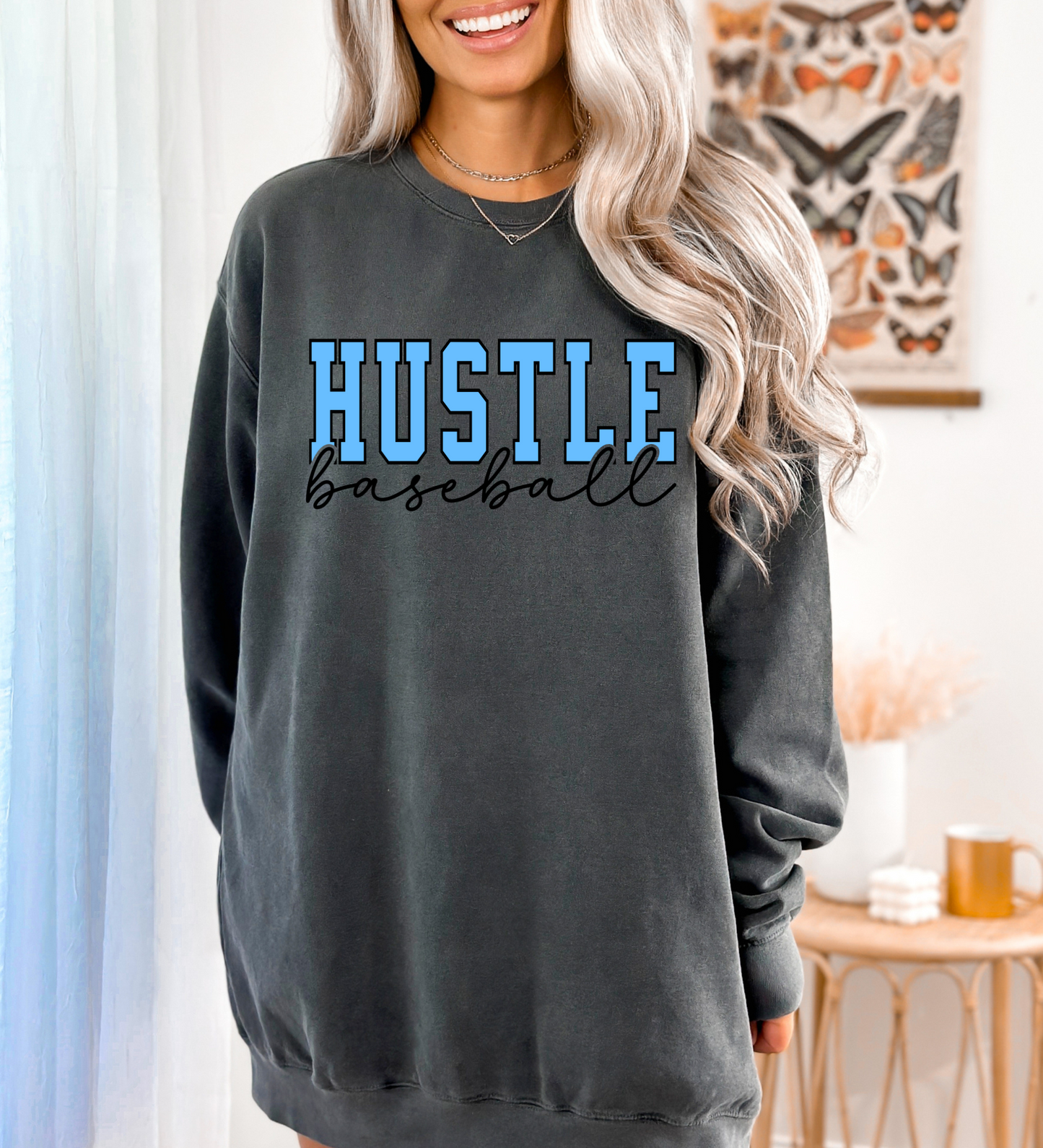 Hustle Baseball Varsity BLUE (Comfort Colors)