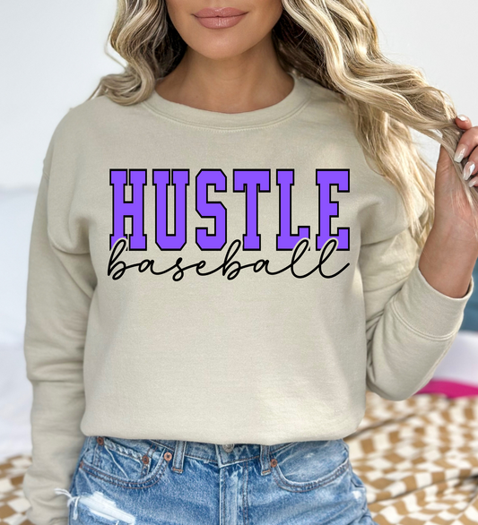 Hustle Baseball Varsity PURPLE (Gildan)